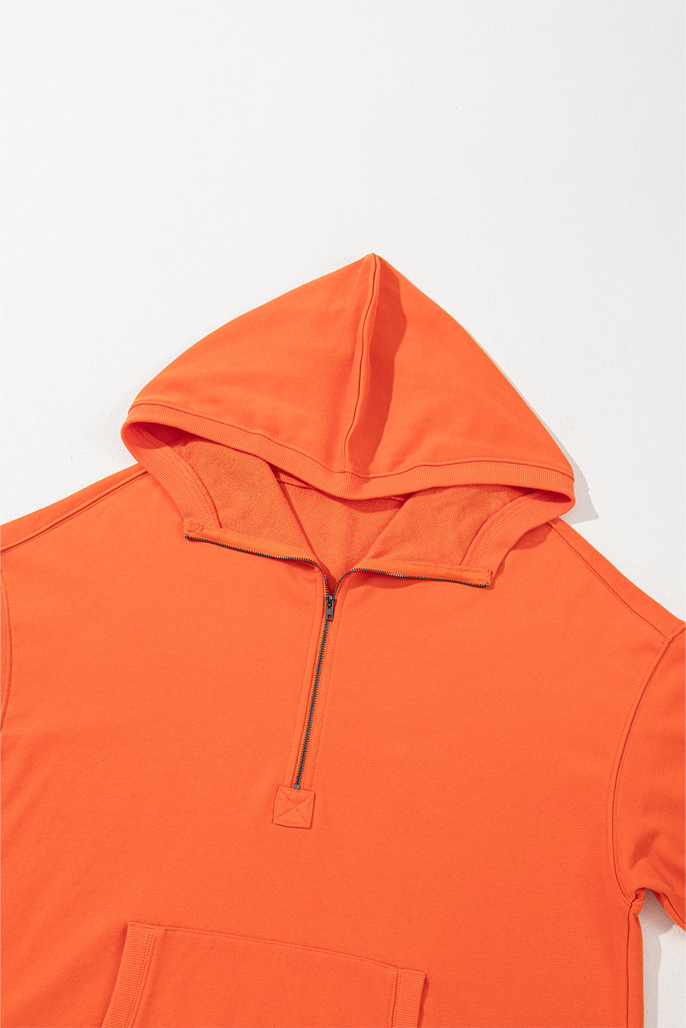 Orange Solid Kangaroo Pocket Half Zipper Oversized Hoodie - Glimmer Road