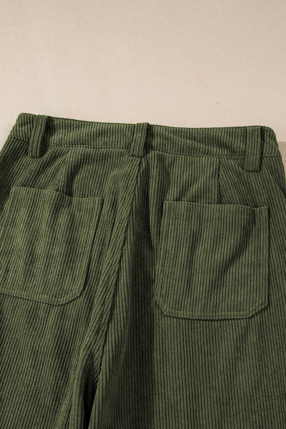 Green High Waist Square Pockets Corduroy Pants - Glimmer Road