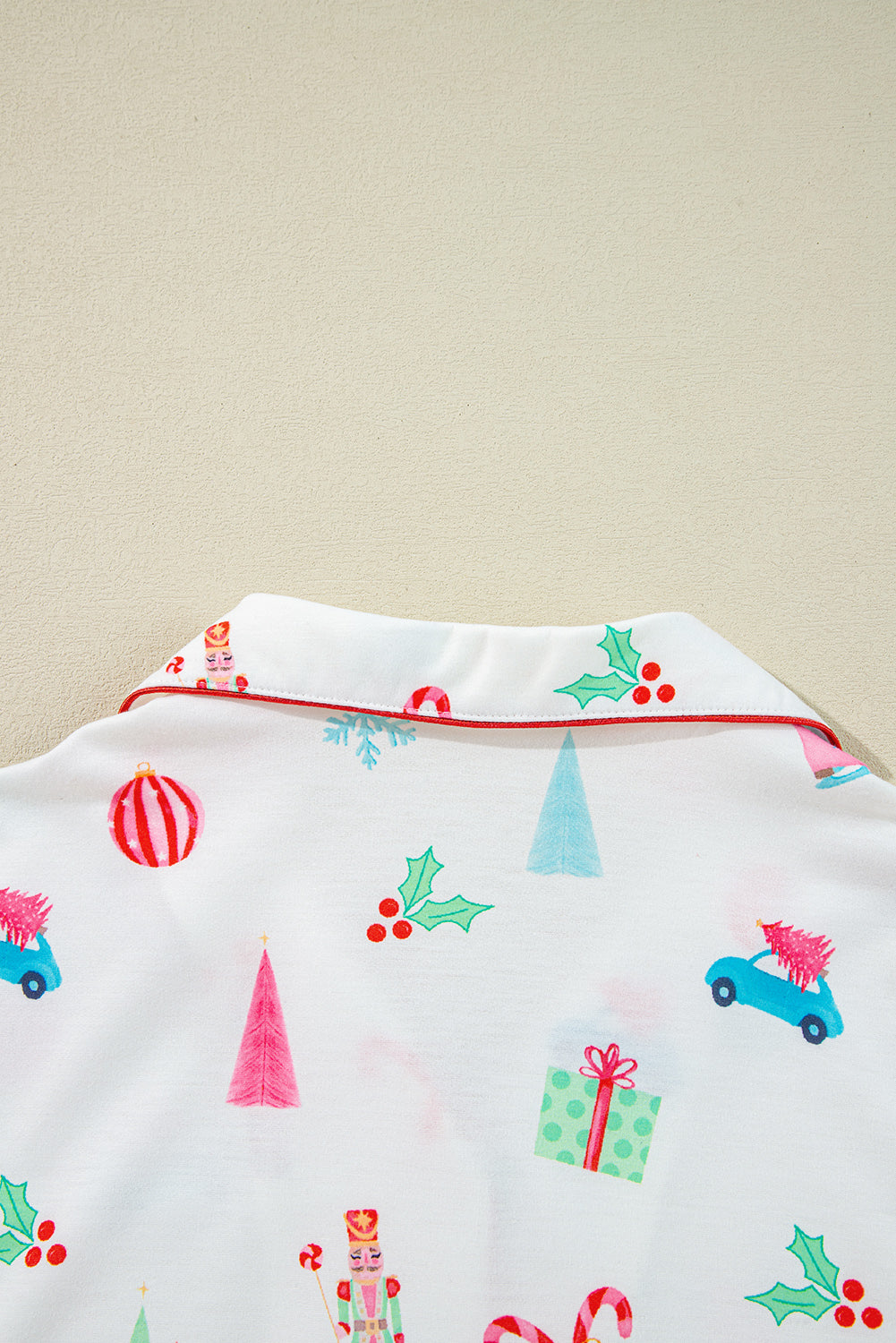 White Christmas Print Short Sleeve Shirt and Shorts Pajama Set - Glimmer Road
