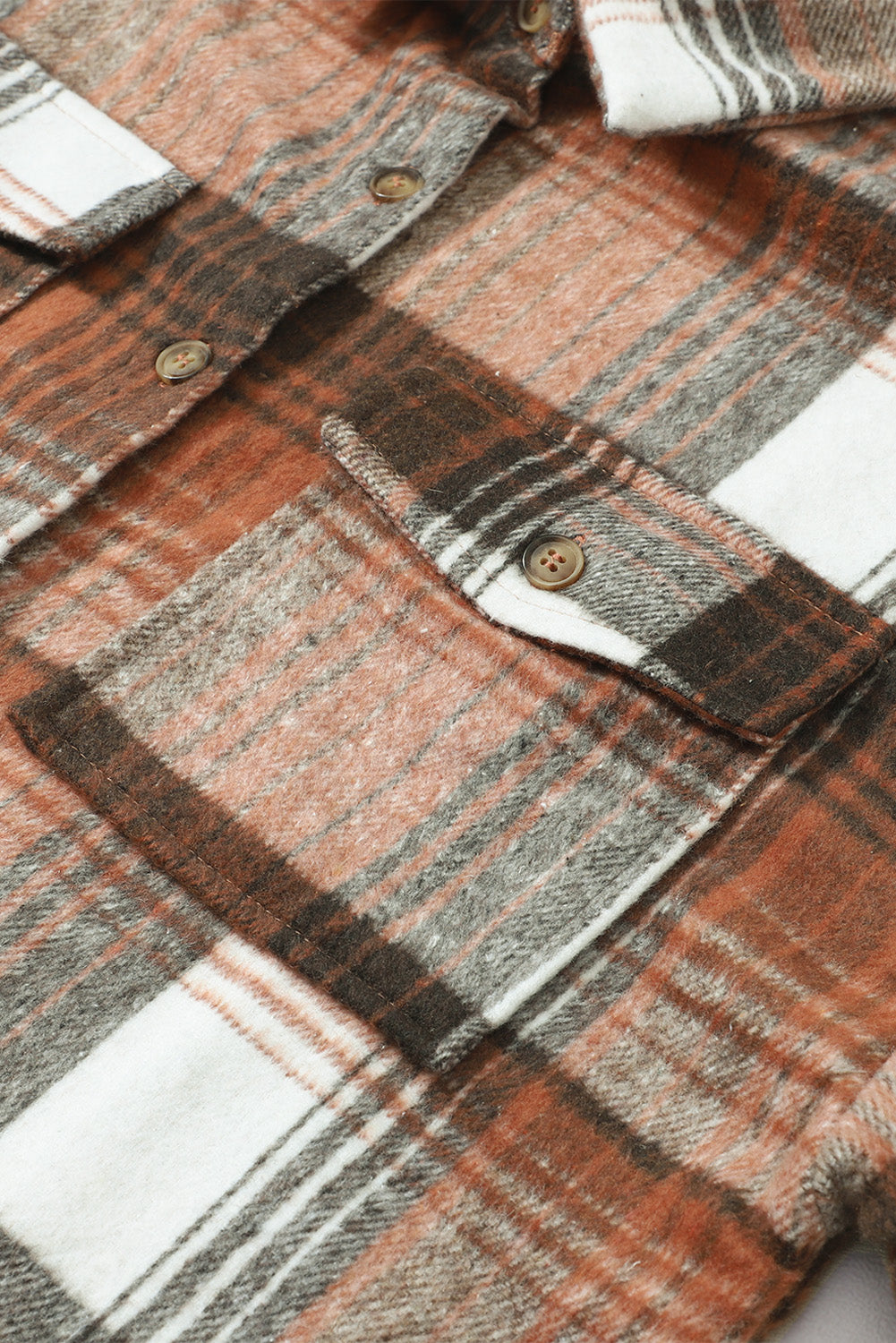 Brown Plaid Flap Pockets Shacket - Glimmer Road