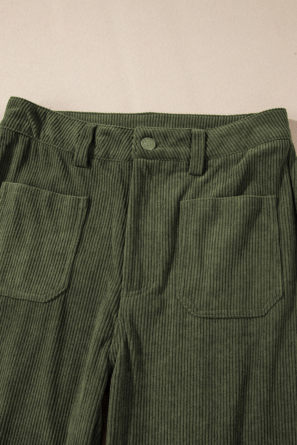 Green High Waist Square Pockets Corduroy Pants - Glimmer Road