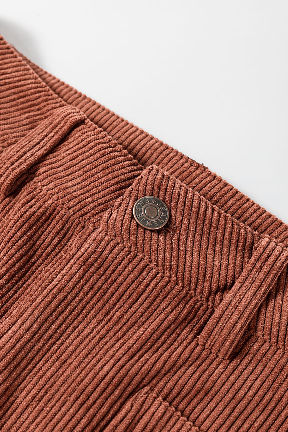 Brown High Waist Square Pockets Corduroy Pants - Glimmer Road