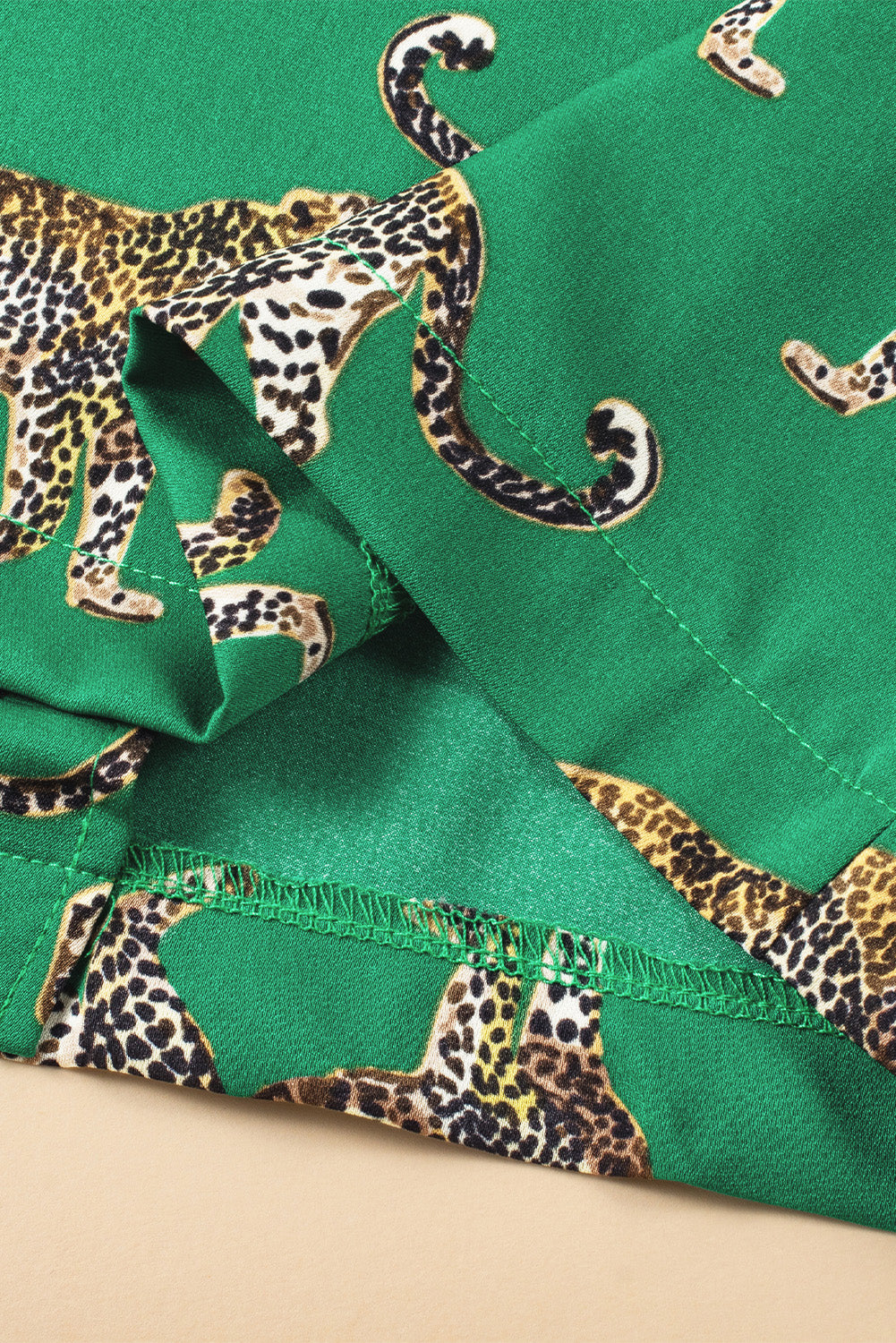 Green Cheetah Print Short Sleeve Shirt and Pants Pajama Set - Glimmer Road