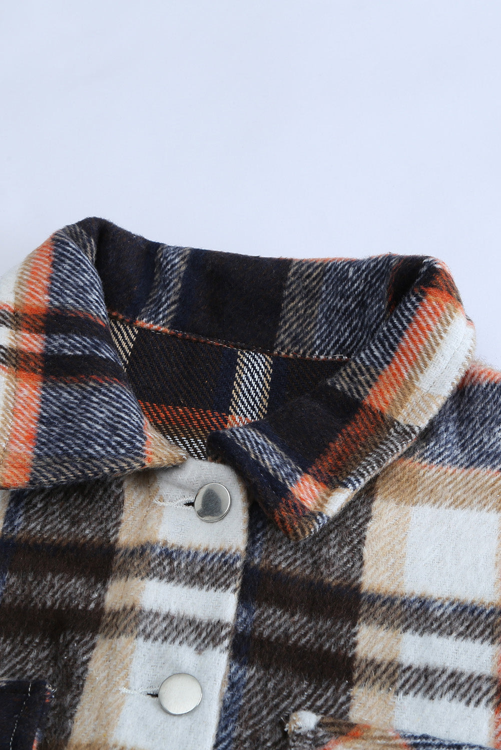 Geometric Plaid Print Pocketed Shacket - Glimmer Road
