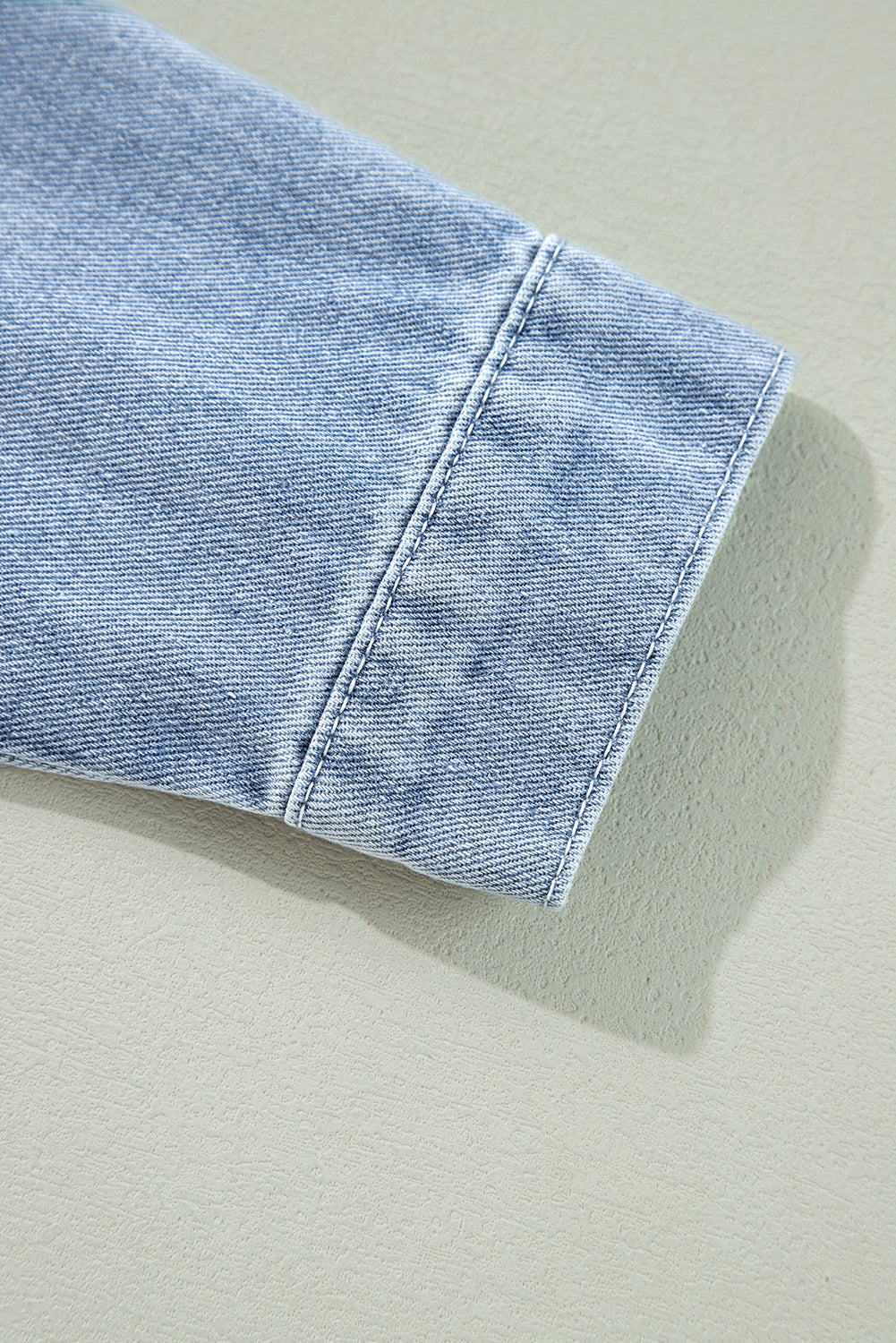 Beau Blue Ruffle Raw Hem Flap Pockets Denim Jacket - Glimmer Road