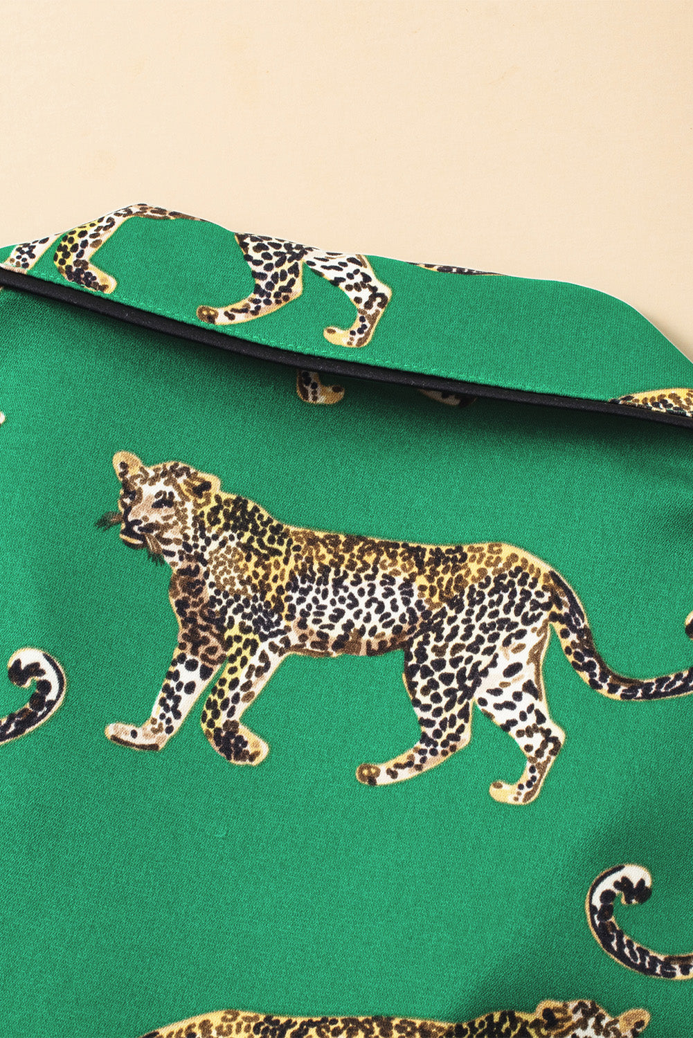 Green Cheetah Print Short Sleeve Shirt and Pants Pajama Set - Glimmer Road
