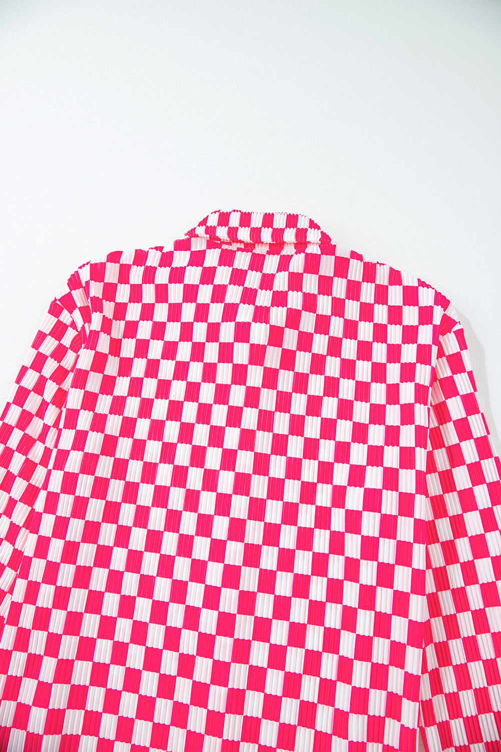 Pink Checkered Buttoned Shirt and High Waist Pants Pajama Set - Glimmer Road