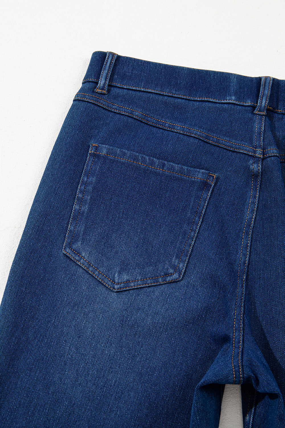 Ashleigh Blue Multiple Pockets Straight Leg Washed Stretchy Knit Casual Jeans - Glimmer Road