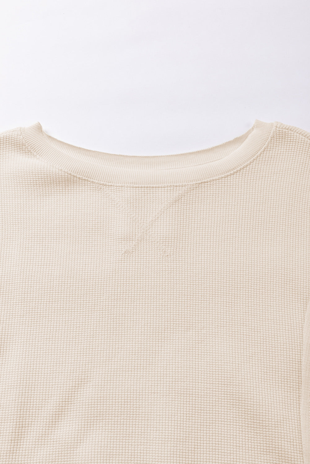 White Waffle Knit Bishop Sleeve Split Oversized Sweatshirt - Glimmer Road
