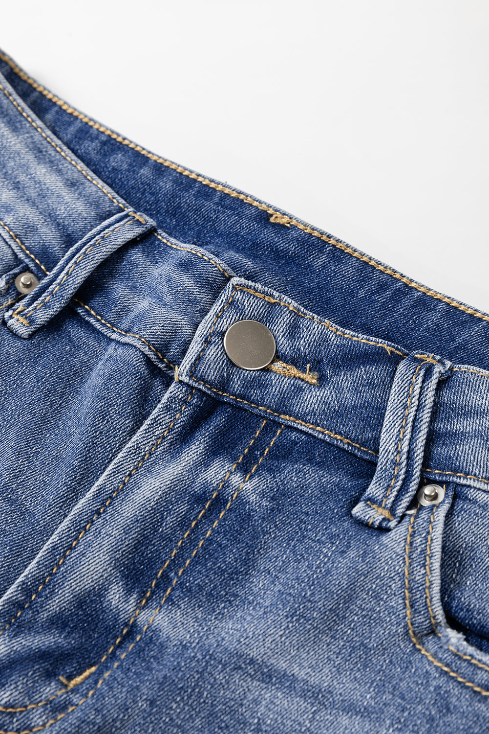 Ashleigh Blue Distressed Raw Hem Straight Leg High Waist Jeans - Glimmer Road
