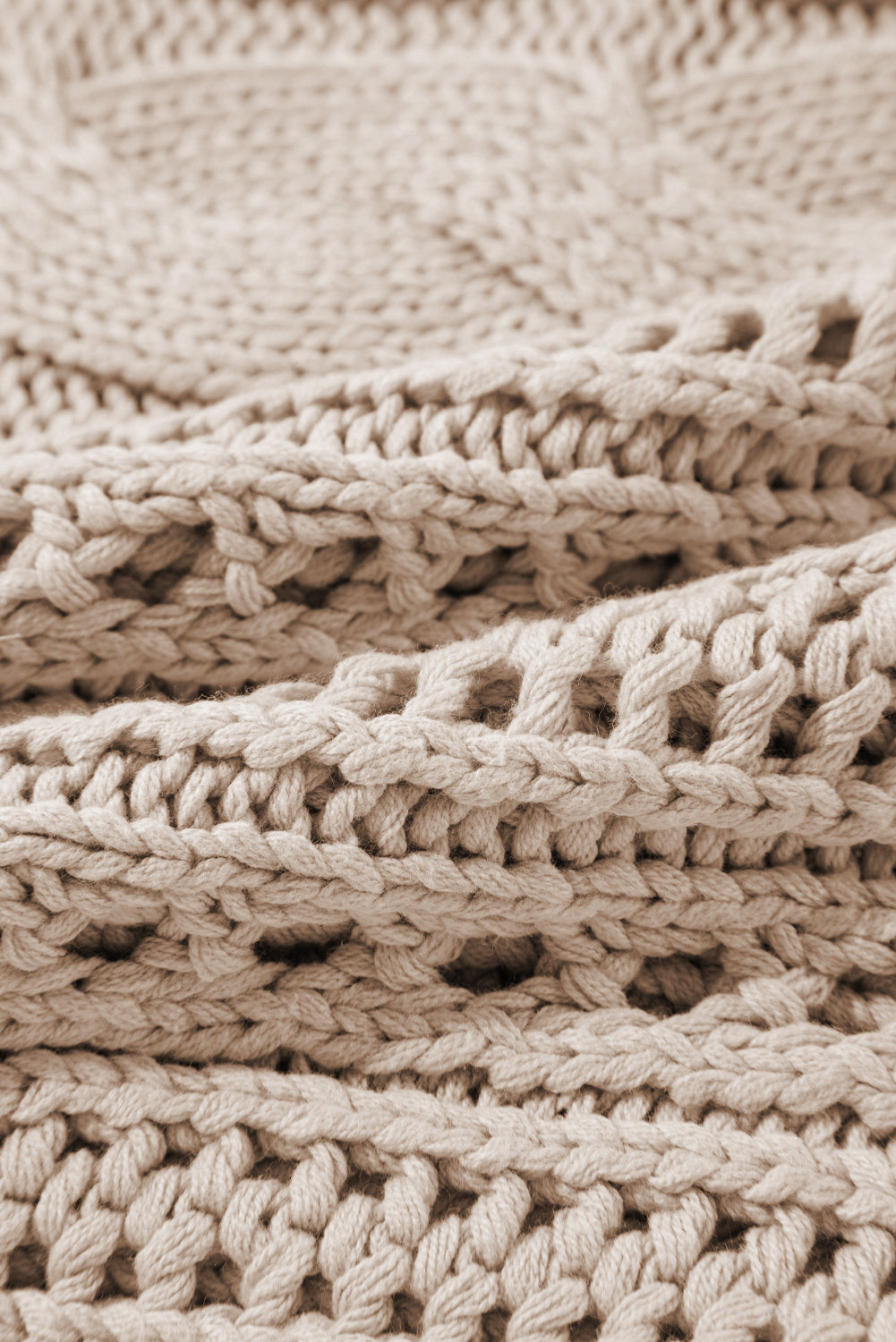 Smoke Gray Hollow-out Cable Knit Cropped Sweater - Glimmer Road