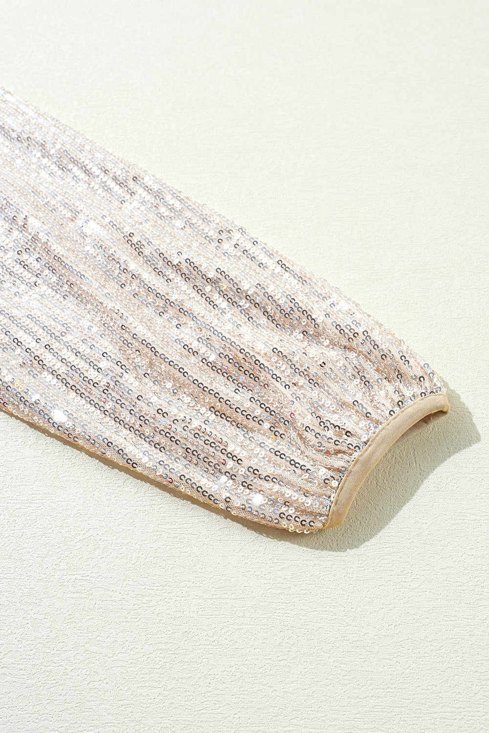 Apricot Sequin Zip up Round Neck Long Sleeve Jacket - Glimmer Road