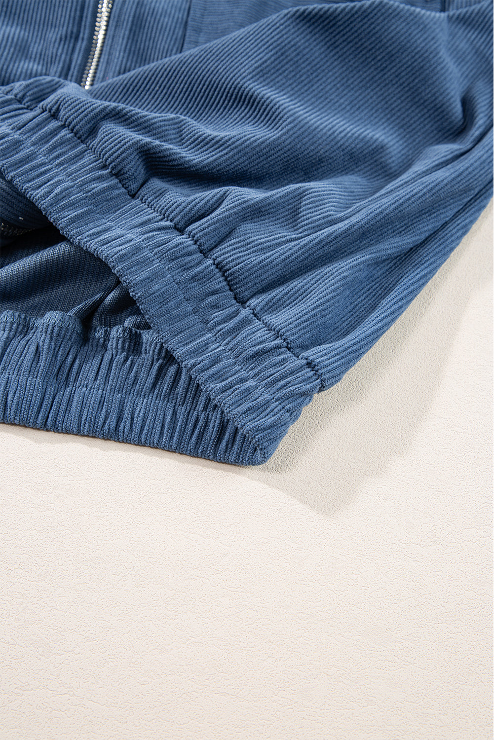 Real Teal Corduroy Drawstring Hooded Pocket Zip Up Jacket - Glimmer Road