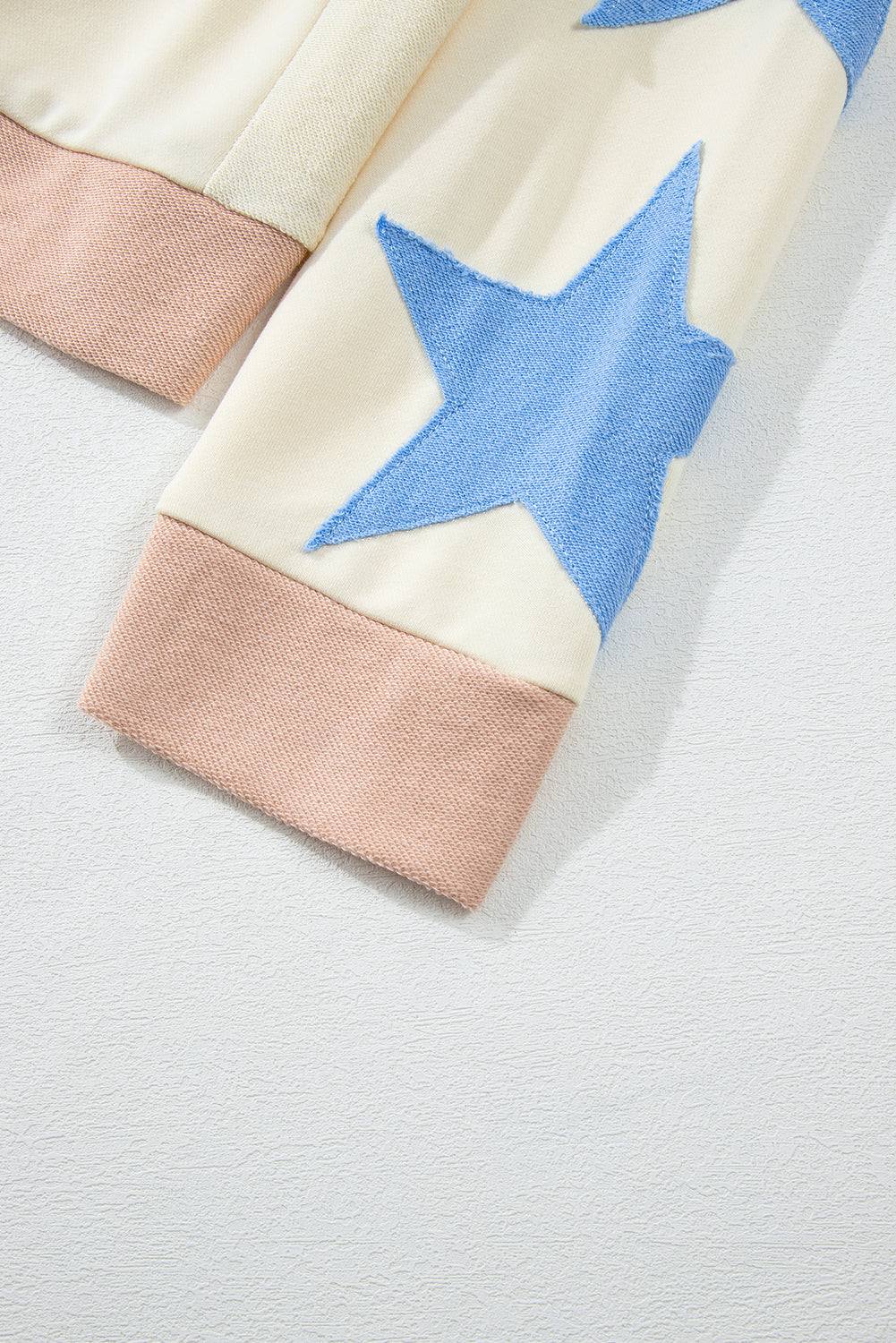 Beige Star Patchwork Exposed Seam Oversized Sweatshirt - Glimmer Road