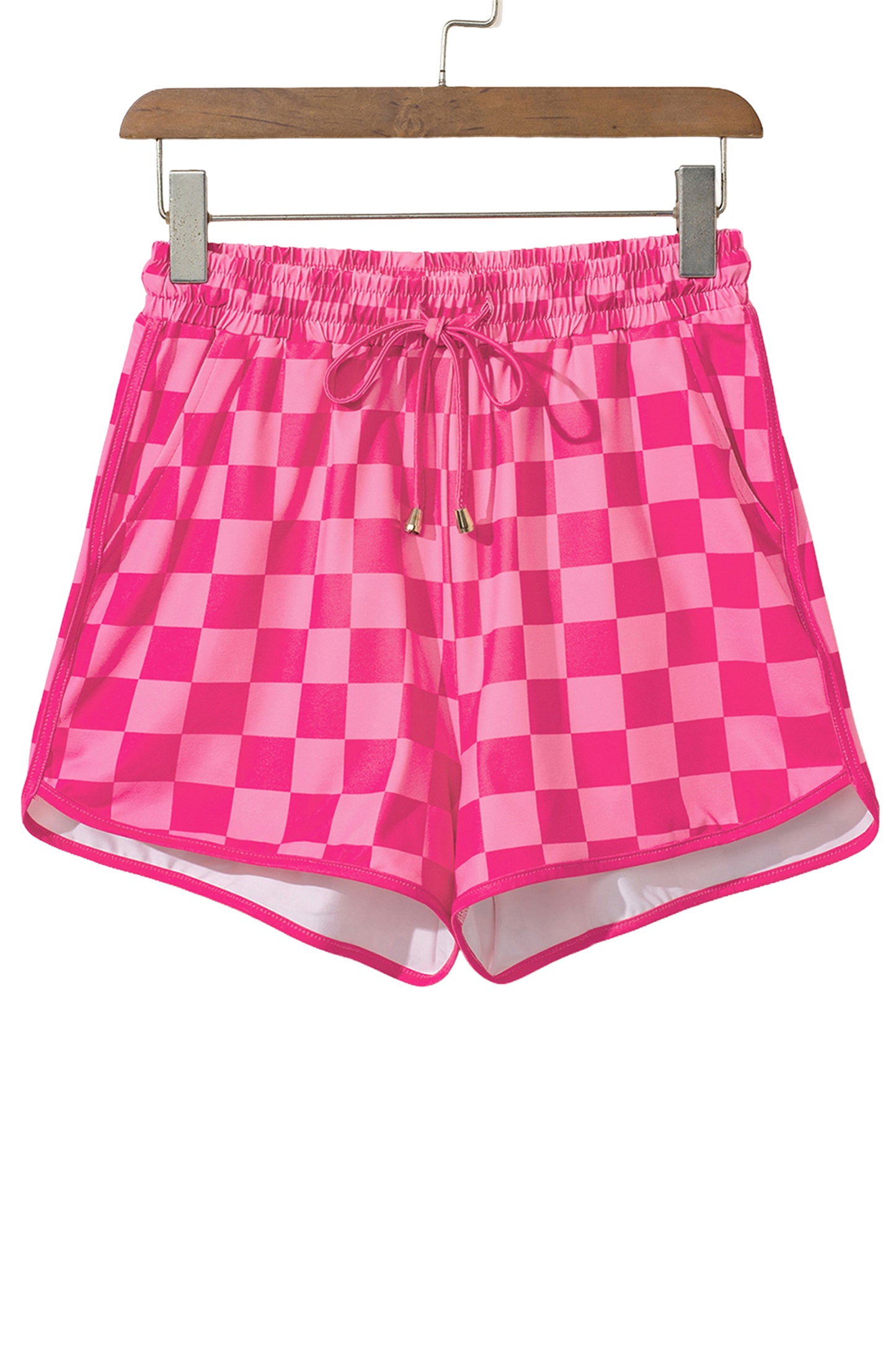 Rose Checkered Drawstring Elastic Waist Casual Shorts - Glimmer Road