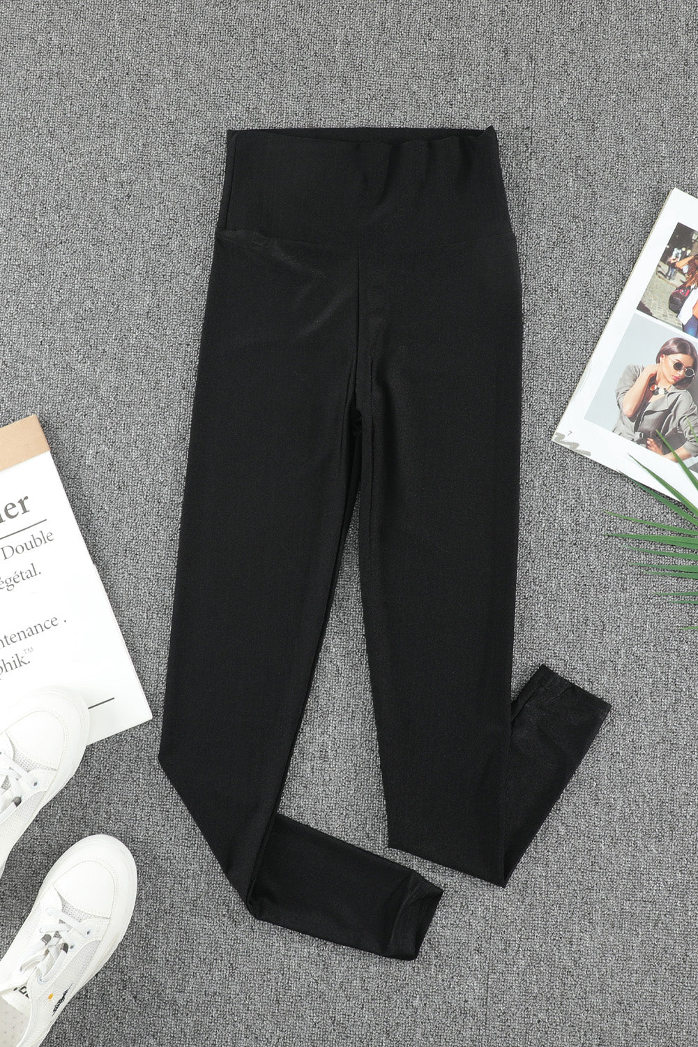 Black High Rise Tight Leggings with Waist Cincher - Glimmer Road