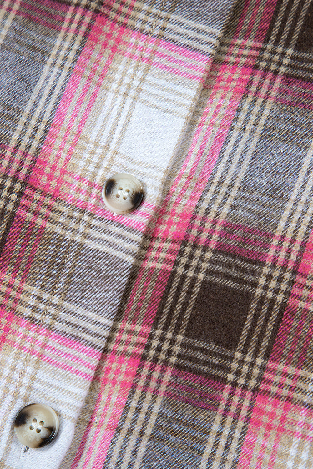 Pink Plaid Flap Pocket Button Up Shacket - Glimmer Road