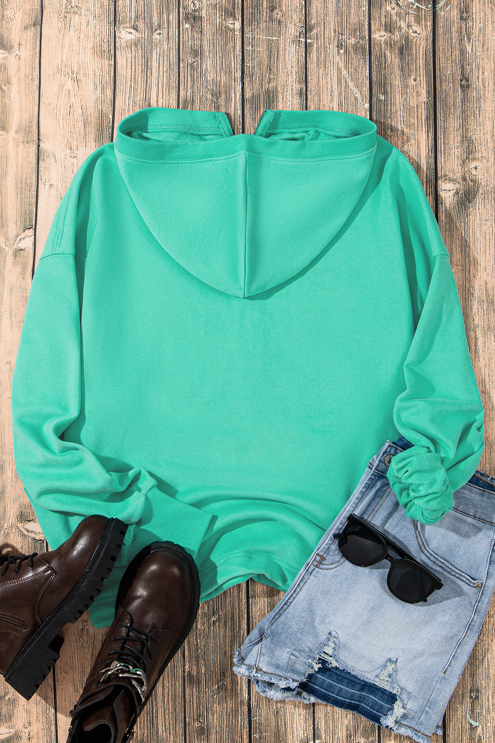 Orange Solid Kangaroo Pocket Half Zipper Oversized Hoodie - Glimmer Road