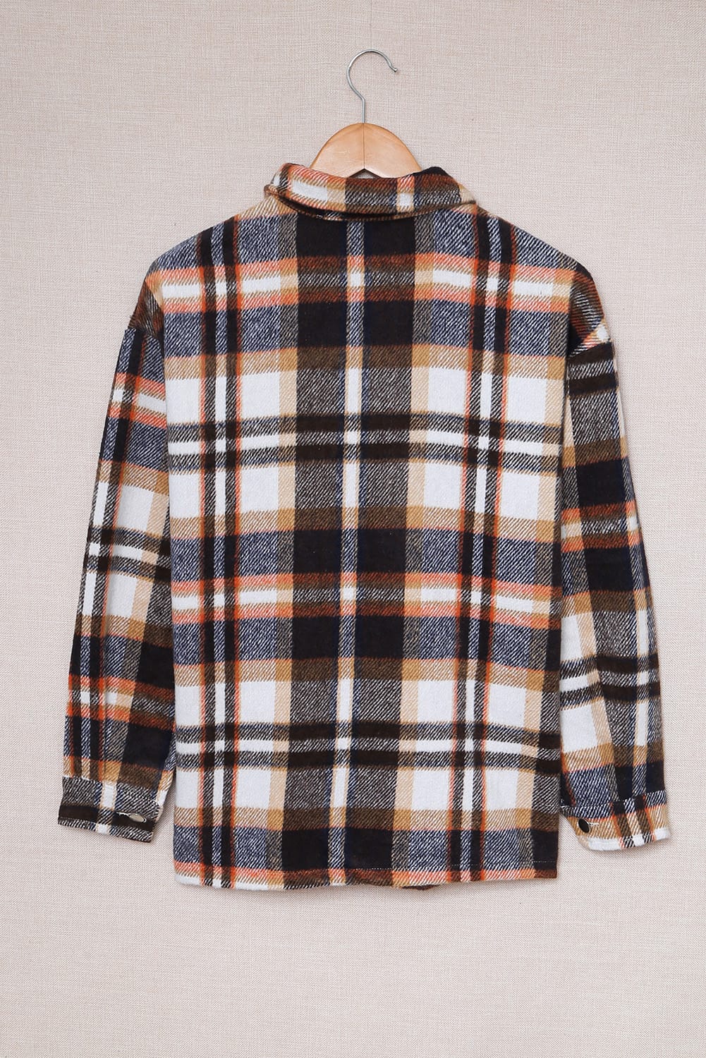Geometric Plaid Print Pocketed Shacket - Glimmer Road