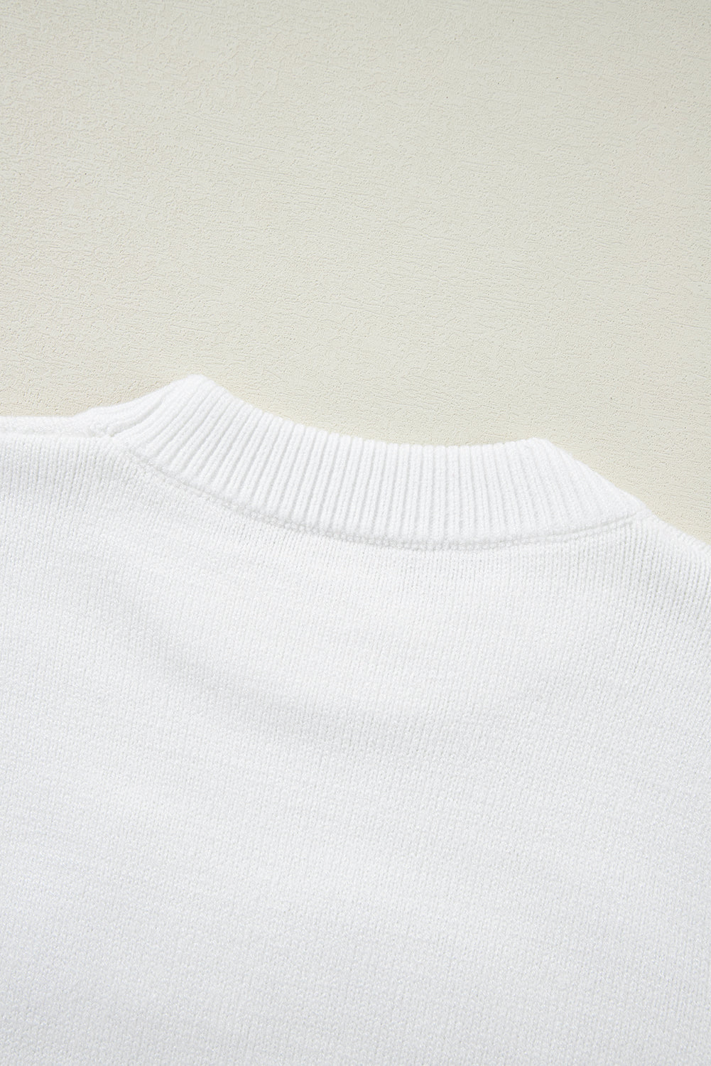 White Touchdown Tinsel Puff Short Sleeve Crew Neck Sweater - Glimmer Road