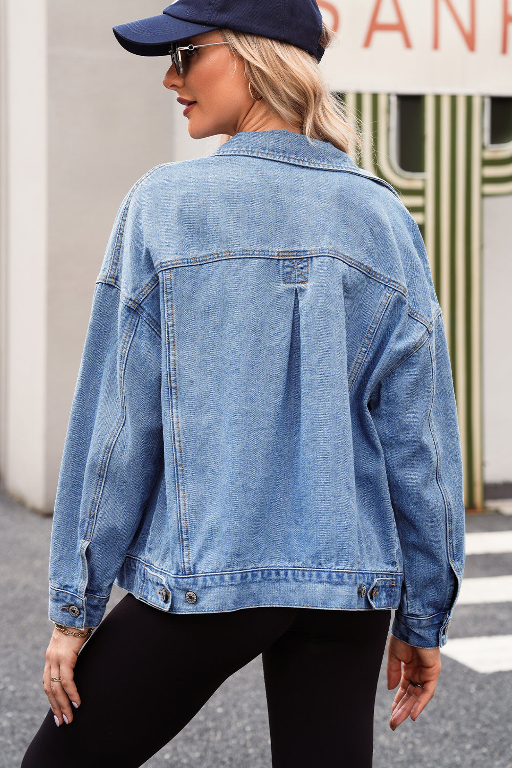 Wild Wind Washed Oversize Pocketed Denim Jacket - Glimmer Road