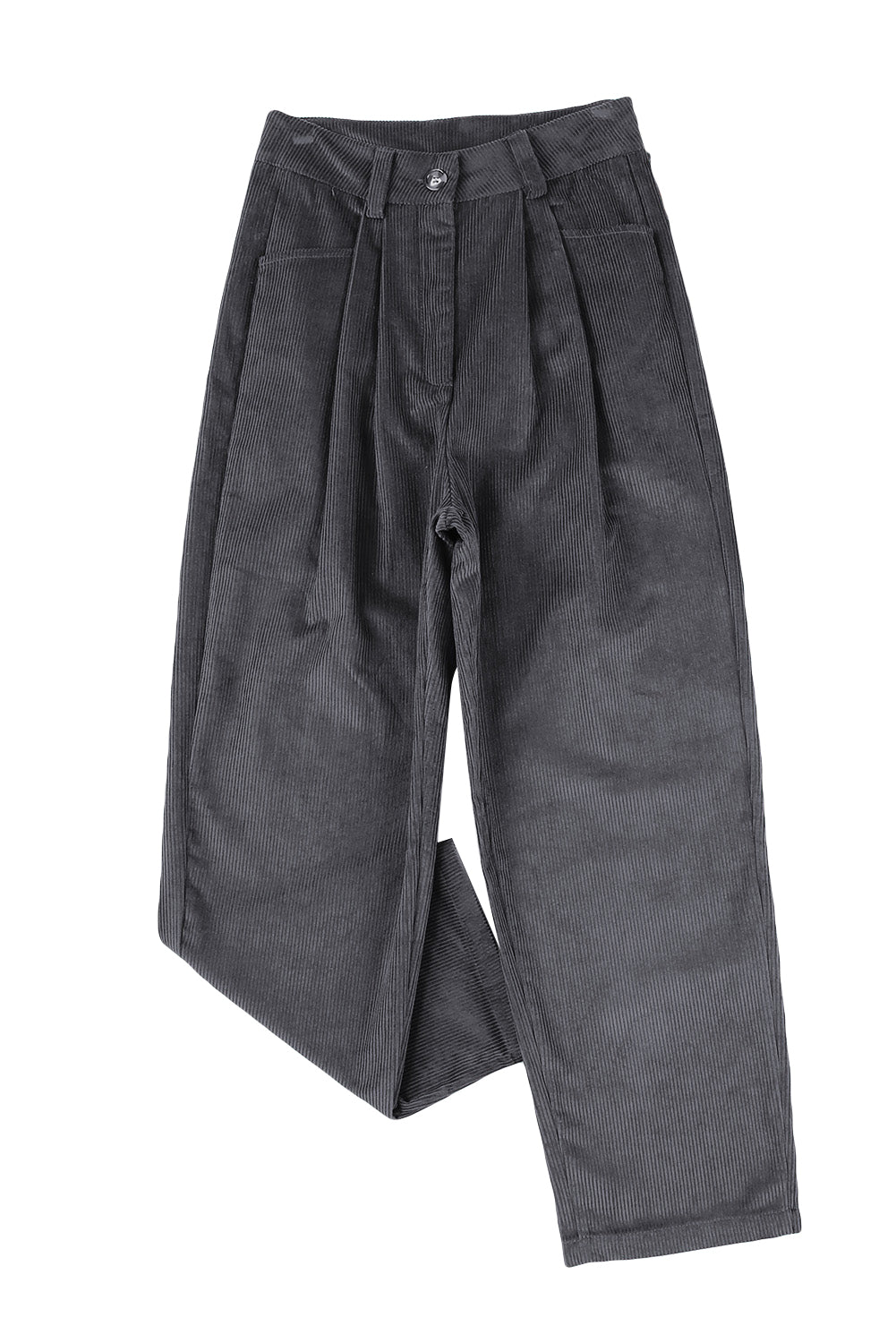 Gray Corduroy High Waist Straight Leg Pants - Glimmer Road 