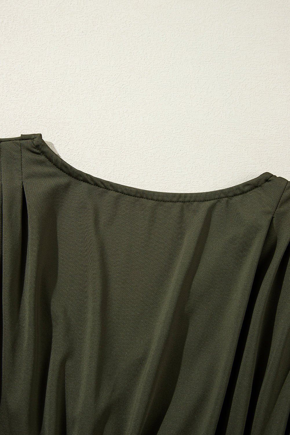 Moss Green Ruched Wrap V Neck Long Sleeve Bodysuit - Glimmer Road 