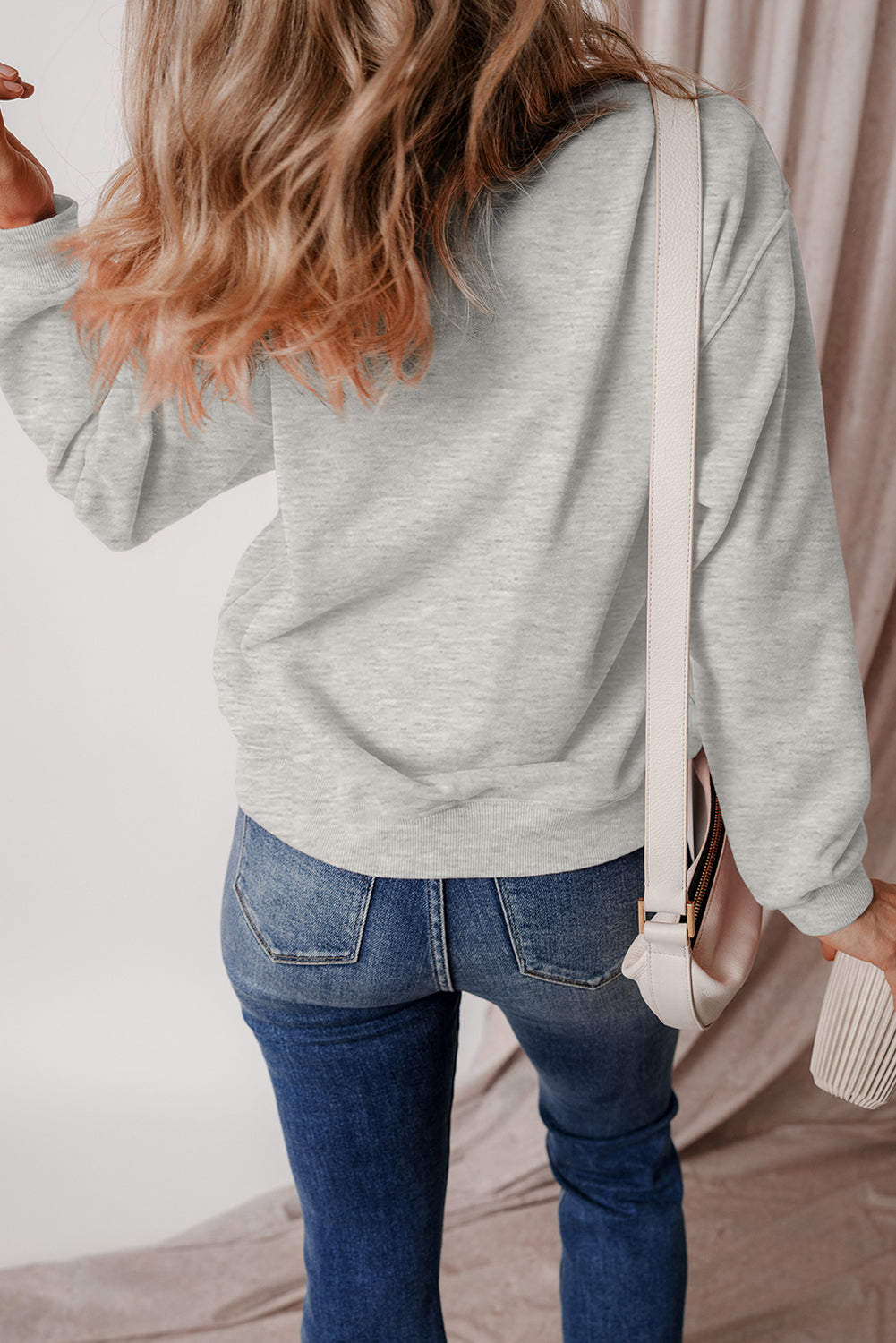 Smoke Green Solid Fleece Lined Drop Shoulder Terry Sweatshirt - Glimmer Road 