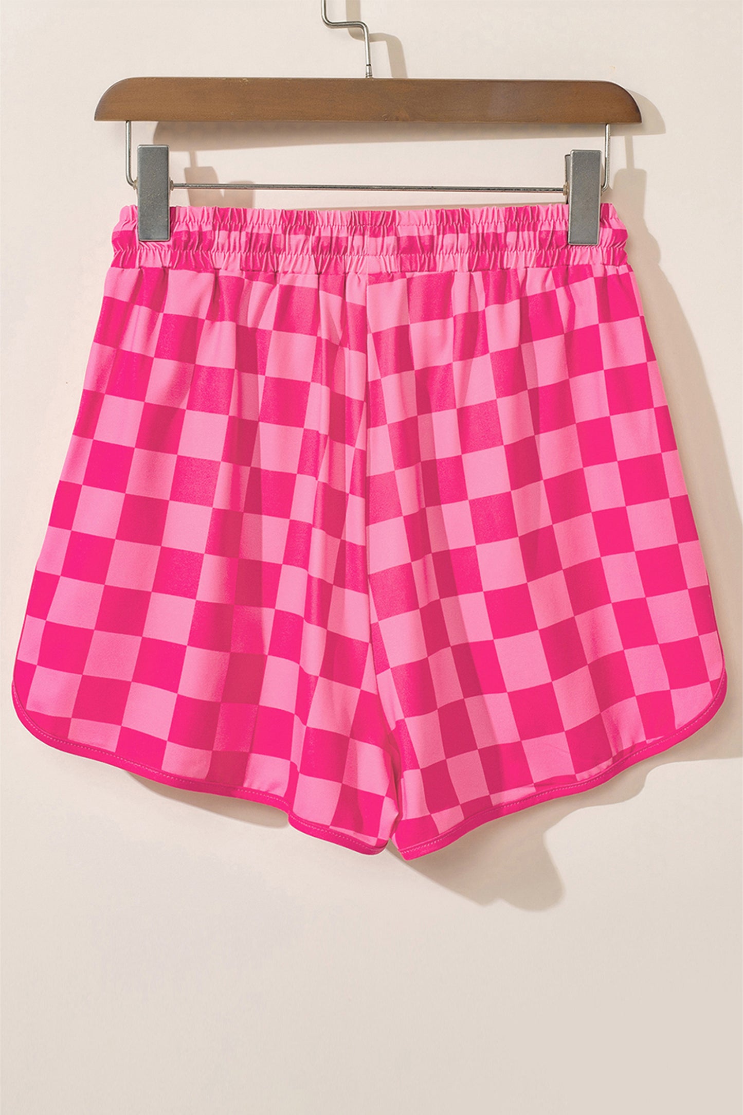 Rose Checkered Drawstring Elastic Waist Casual Shorts - Glimmer Road 