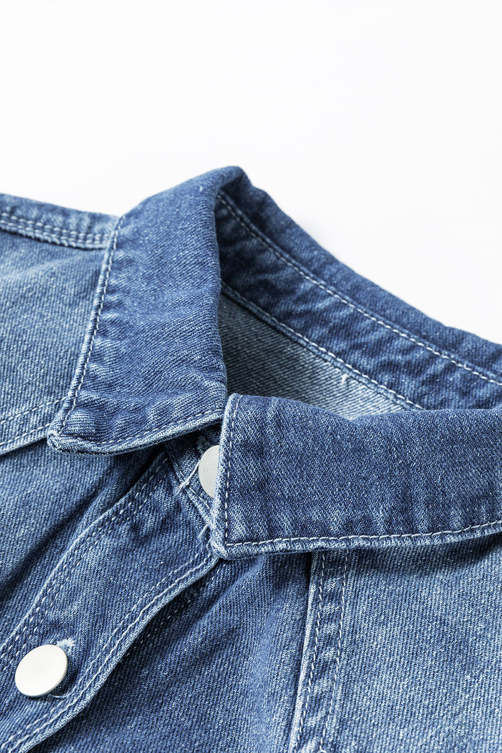 Sky Blue Mineral Wash Distressed Frayed Long Denim Jacket - Glimmer Road 