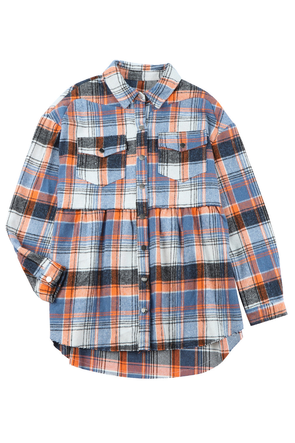 Multicolor Plaid Button Down Ruffled Shirt Jacket - Glimmer Road 