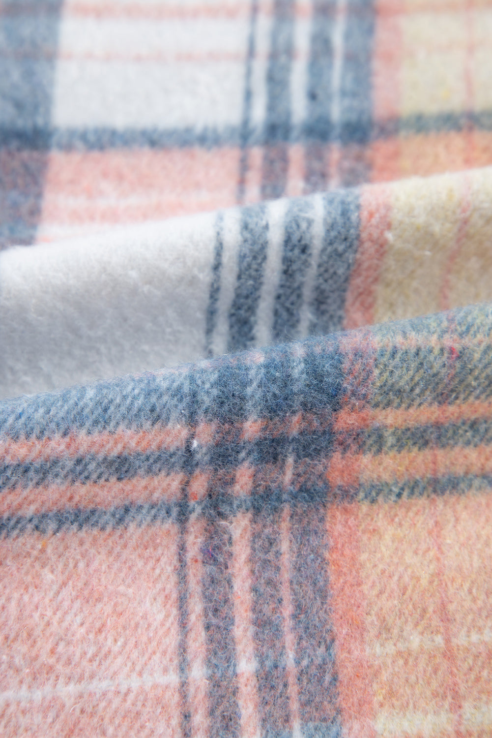 Light Pink Plaid Corduroy Patchwork Chest Pocket Shacket - Glimmer Road 
