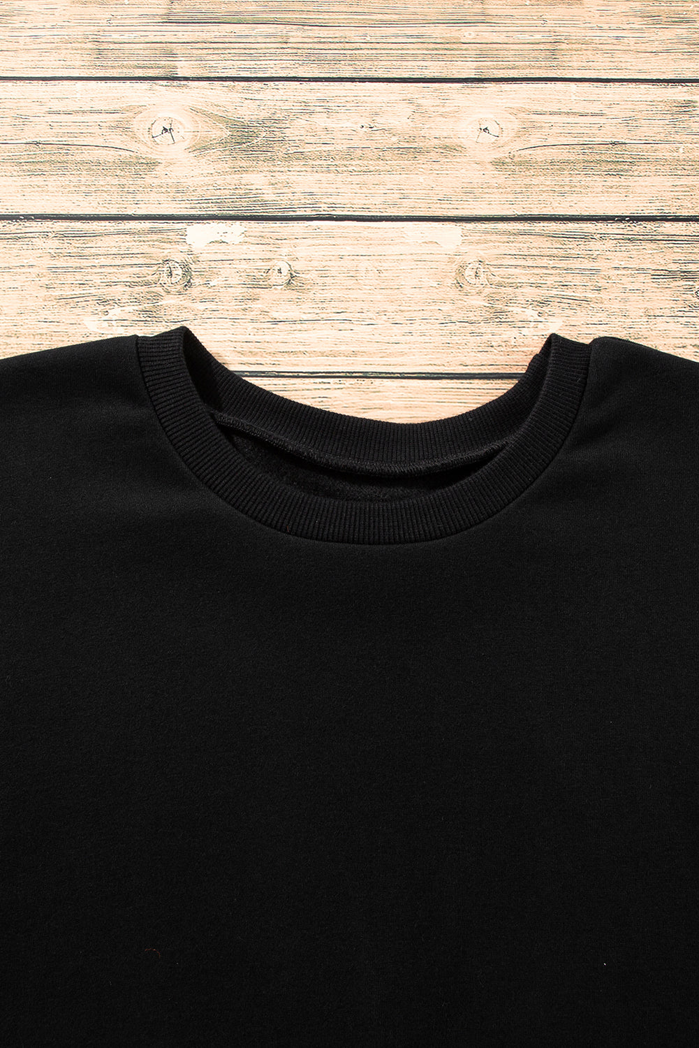 Black Solid Fleece Lined Drop Shoulder High Low Sweatshirt