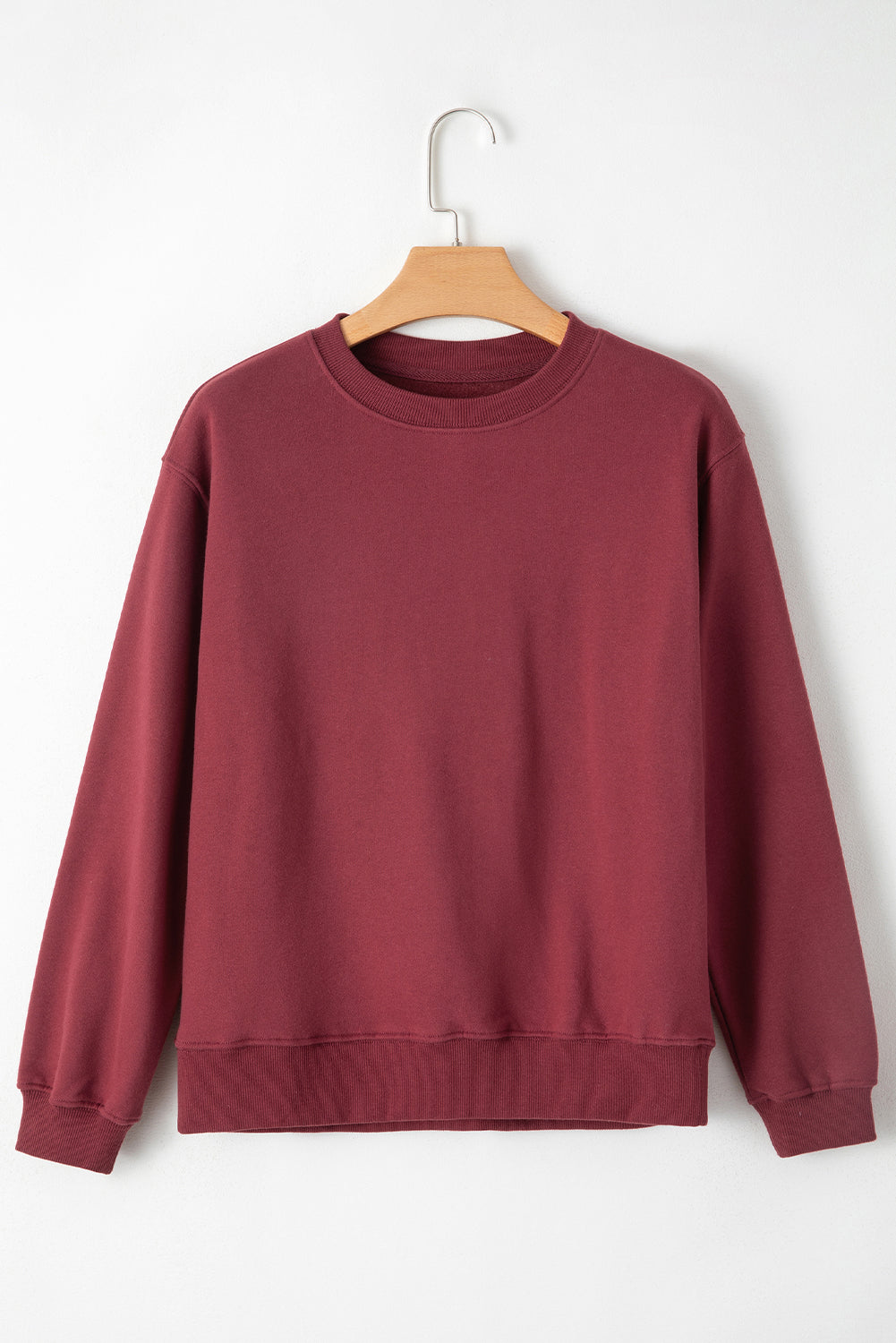 Smoke Green Solid Fleece Lined Drop Shoulder Terry Sweatshirt - Glimmer Road 