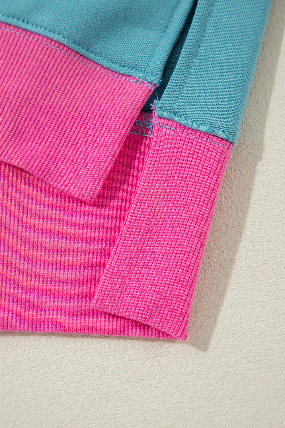 Light Blue Colorblock Patchwork Crew Neck Loose Sweatshirt - Glimmer Road 