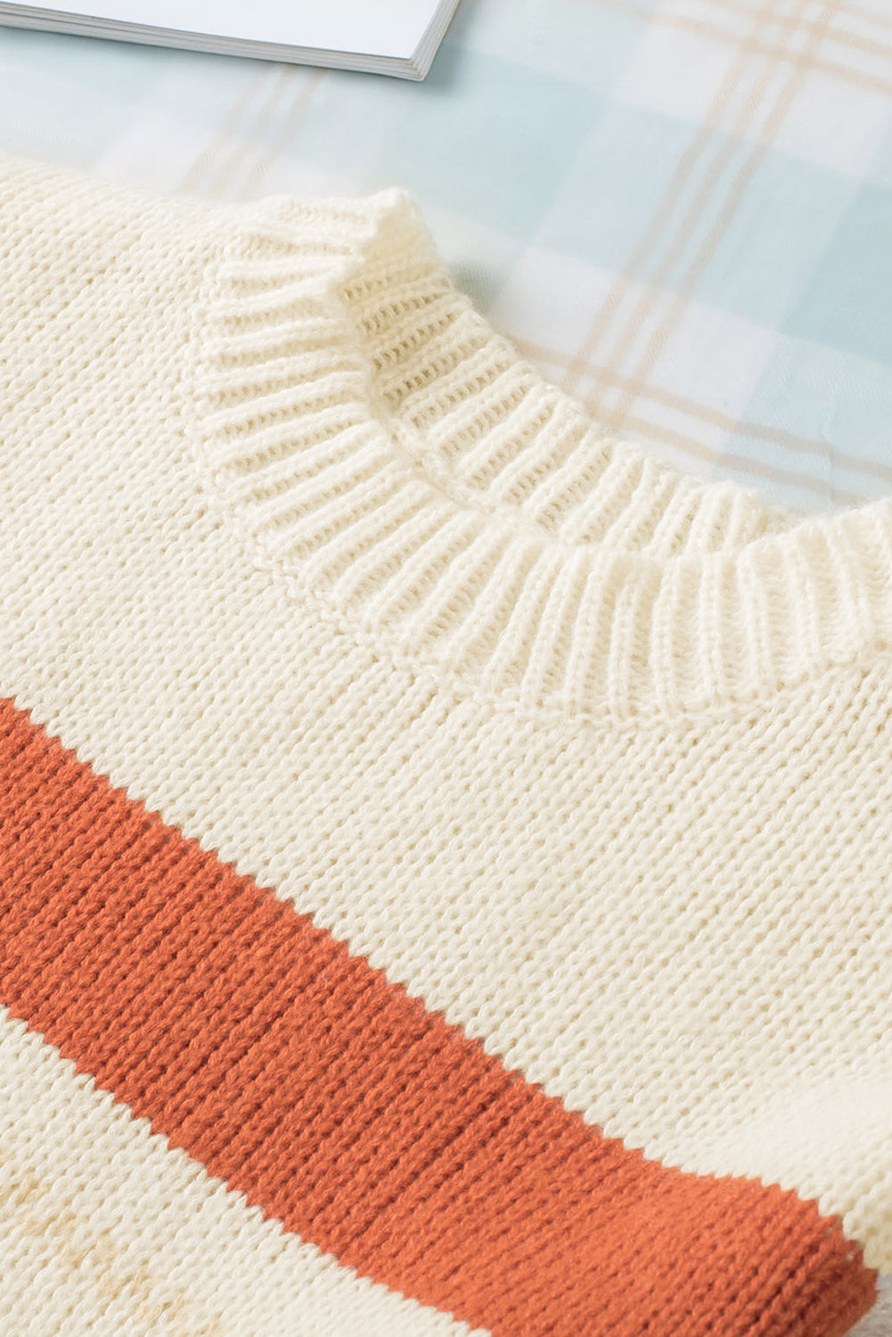 Crew Neck Drop-shoulder Striped Color Block Sweater - Glimmer Road 