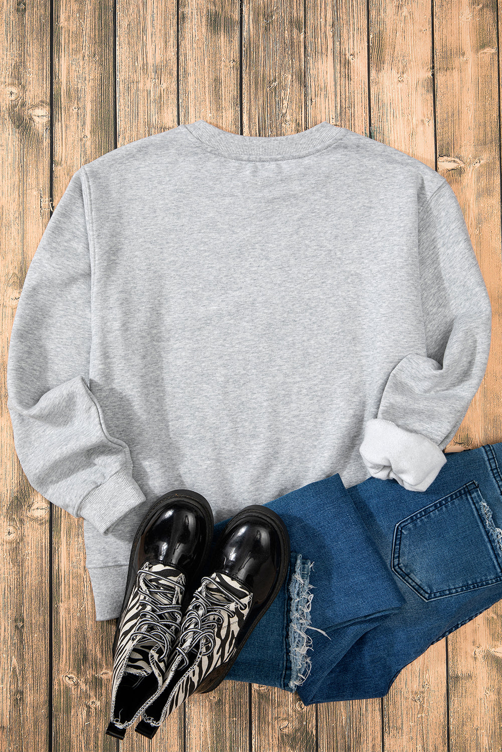 Smoke Green Solid Fleece Lined Drop Shoulder Terry Sweatshirt - Glimmer Road 