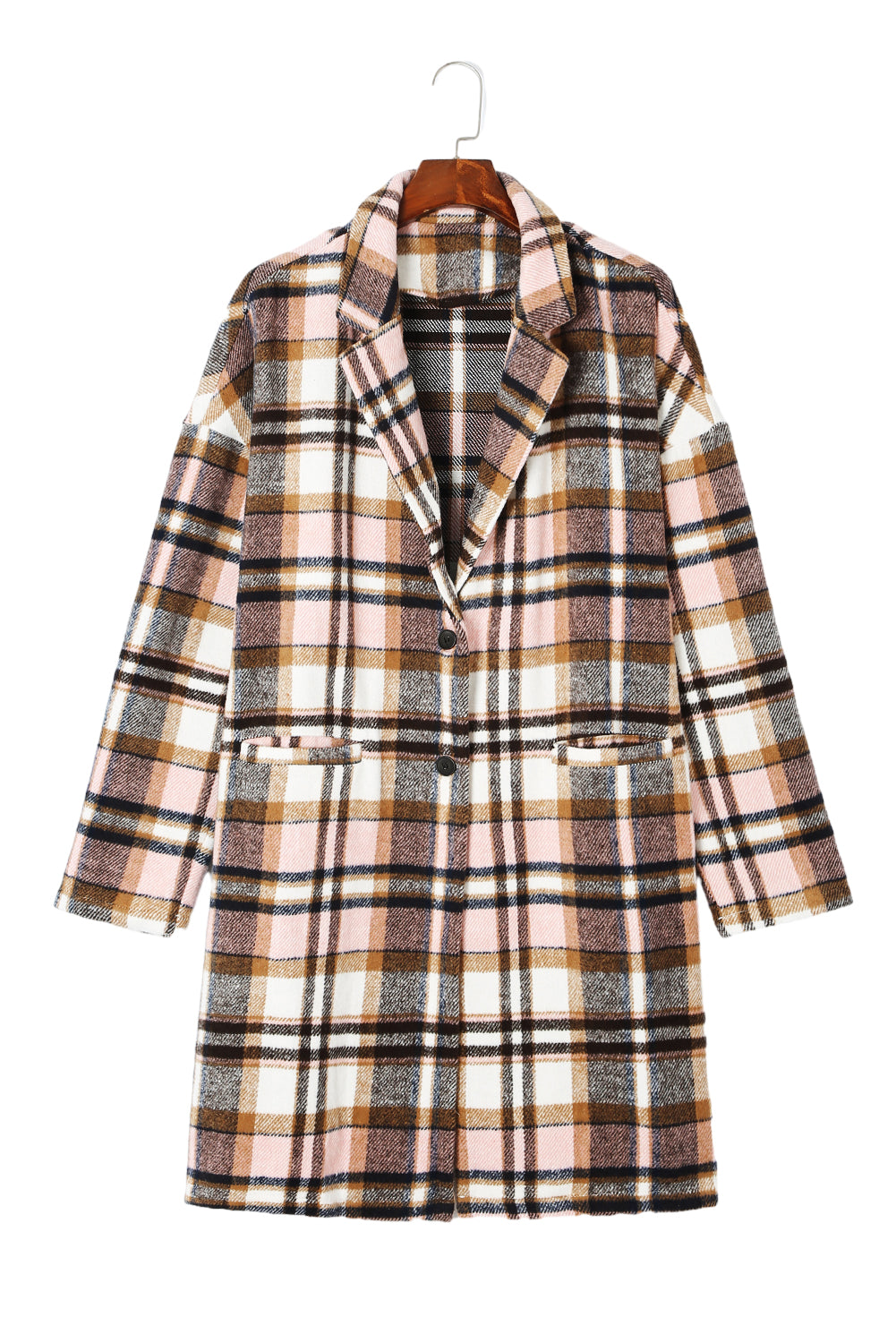 Pink Plaid Button Up Lapel Jacket - Glimmer Road 