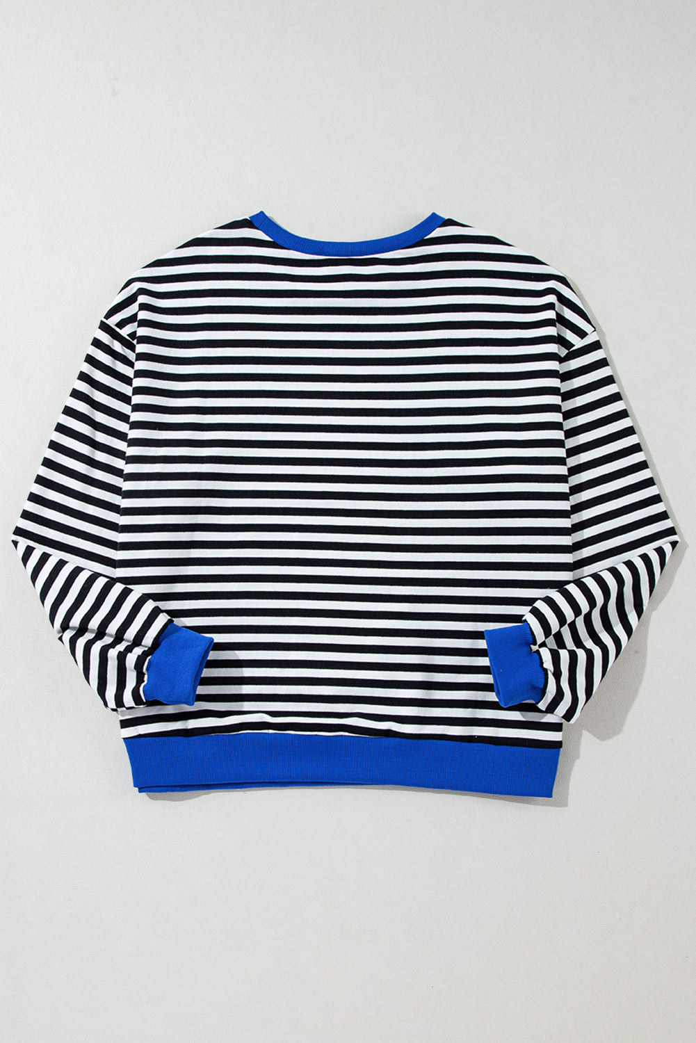 Black Stripe Oversized Contrast Trim Pullover Sweatshirt - Glimmer Road 