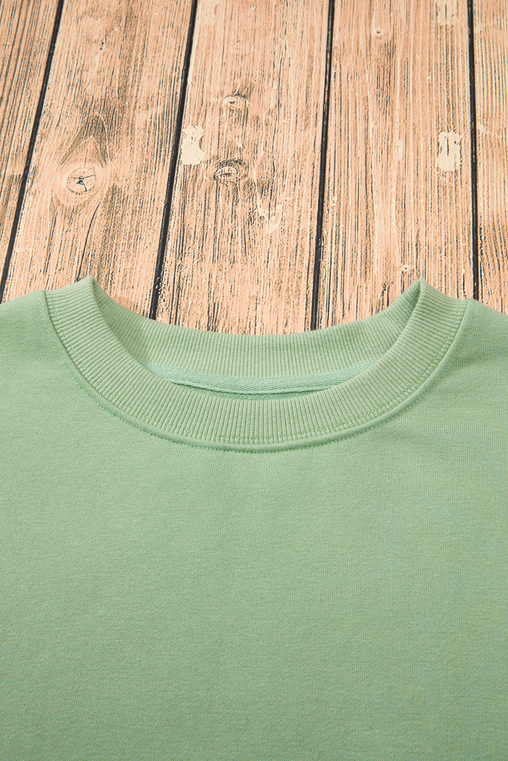 Smoke Green Solid Fleece Lined Drop Shoulder Terry Sweatshirt - Glimmer Road 
