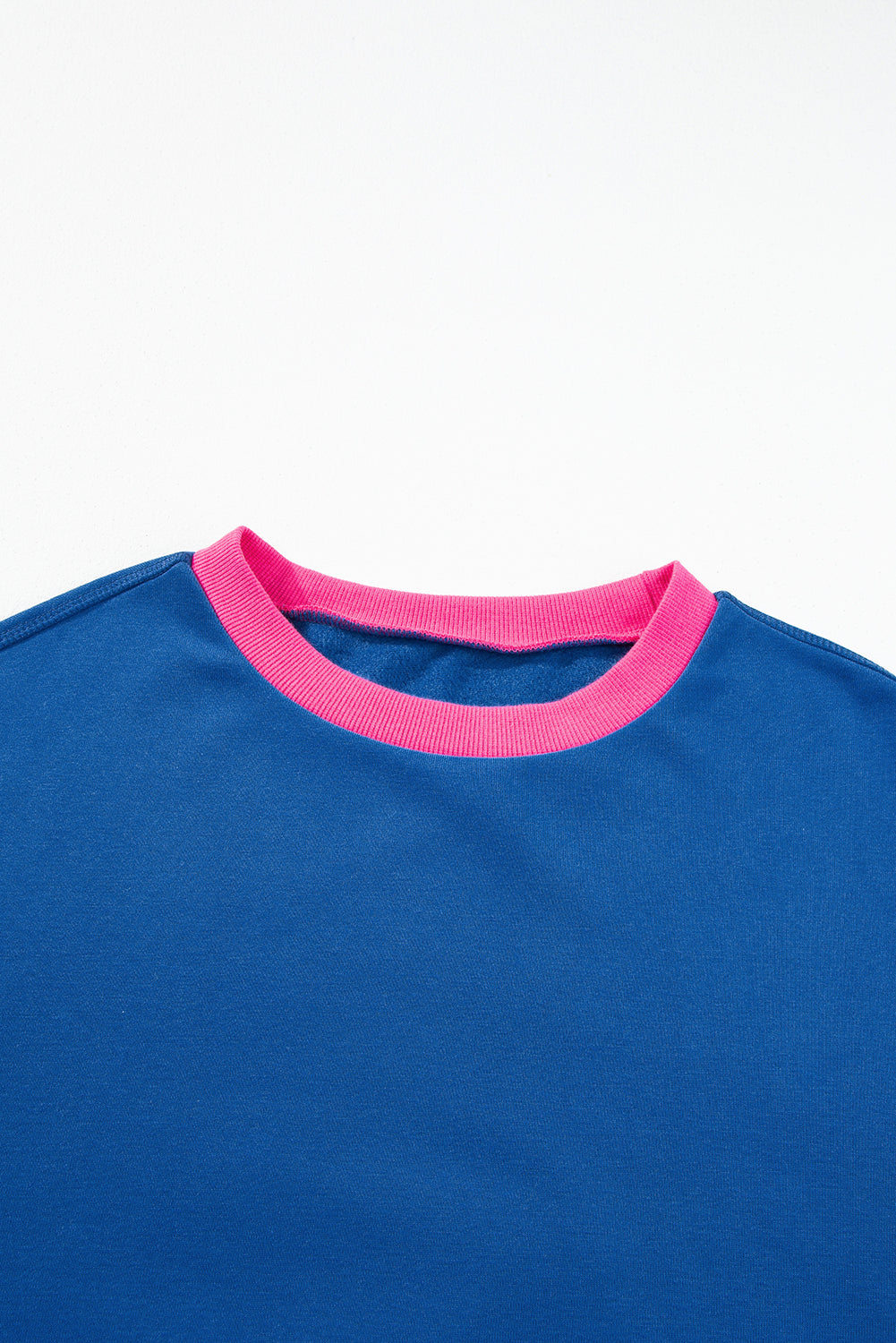 Blue Colorblock Bubble Sleeve Sweatshirt