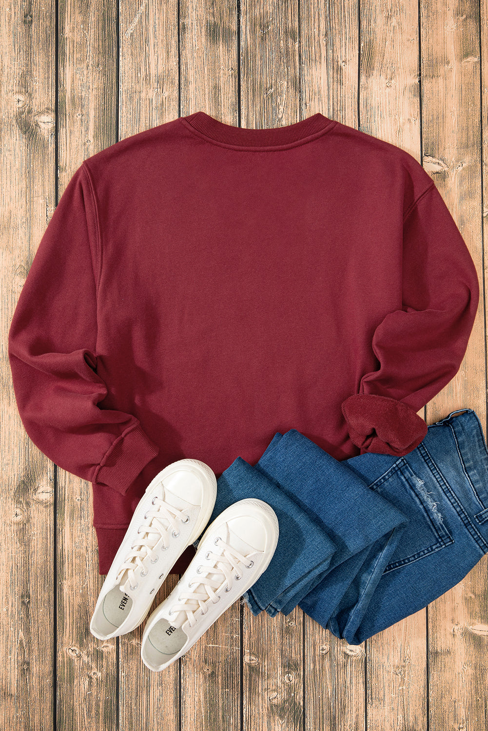 Smoke Green Solid Fleece Lined Drop Shoulder Terry Sweatshirt - Glimmer Road 