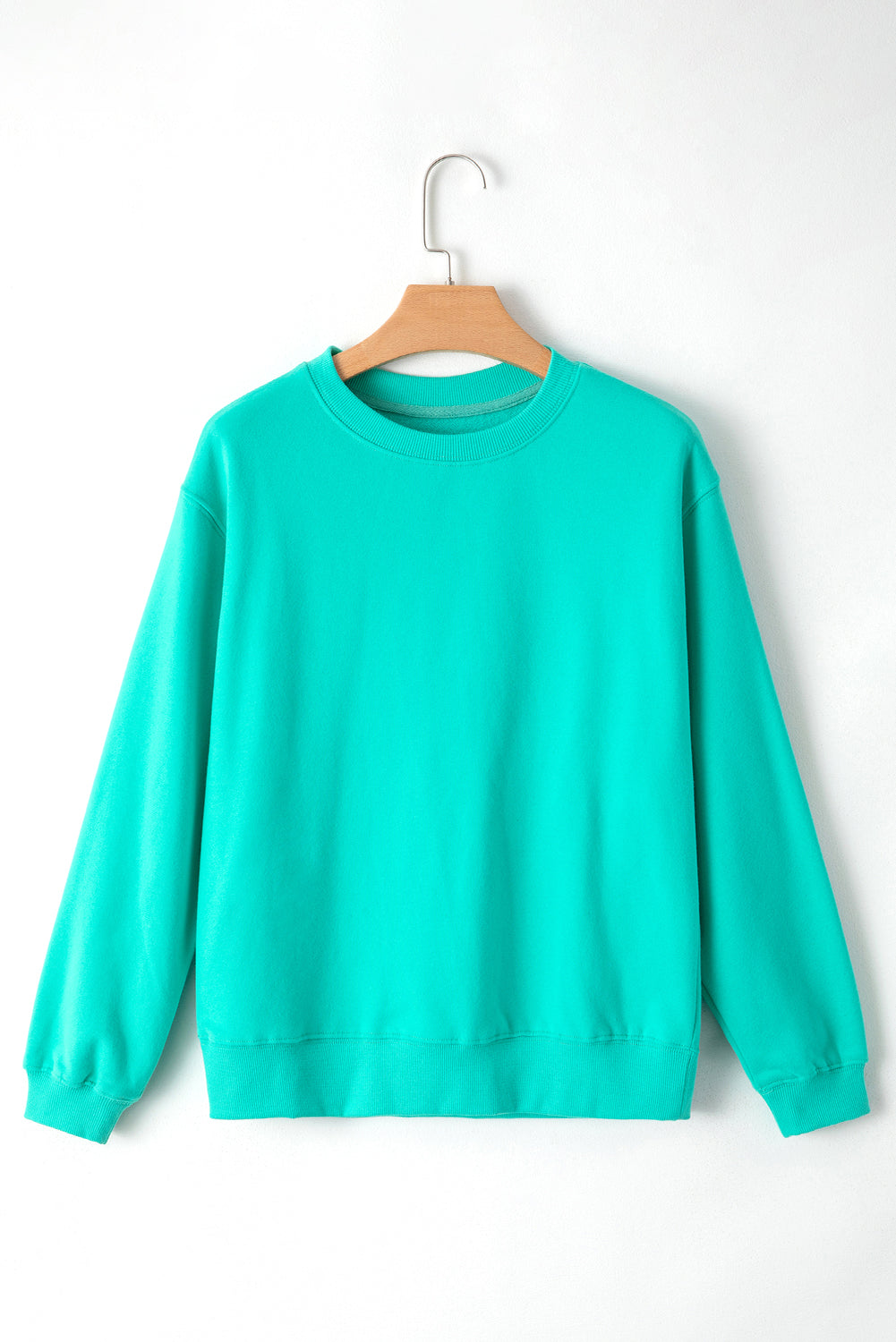 Smoke Green Solid Fleece Lined Drop Shoulder Terry Sweatshirt - Glimmer Road 