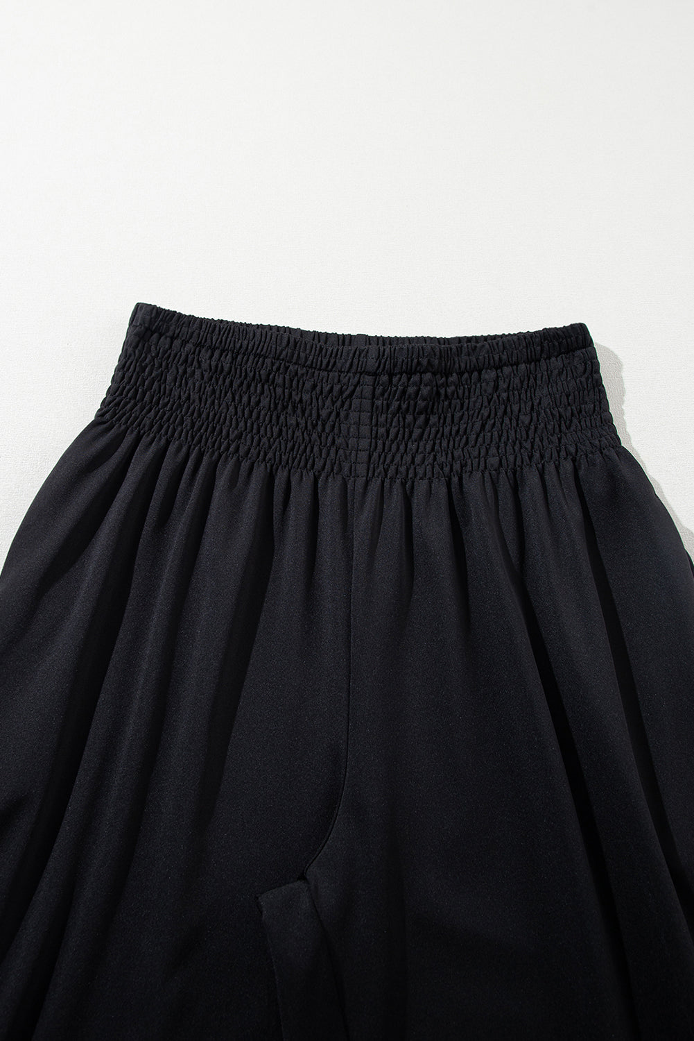 Black Smocked High Waist Joggers - Glimmer Road 