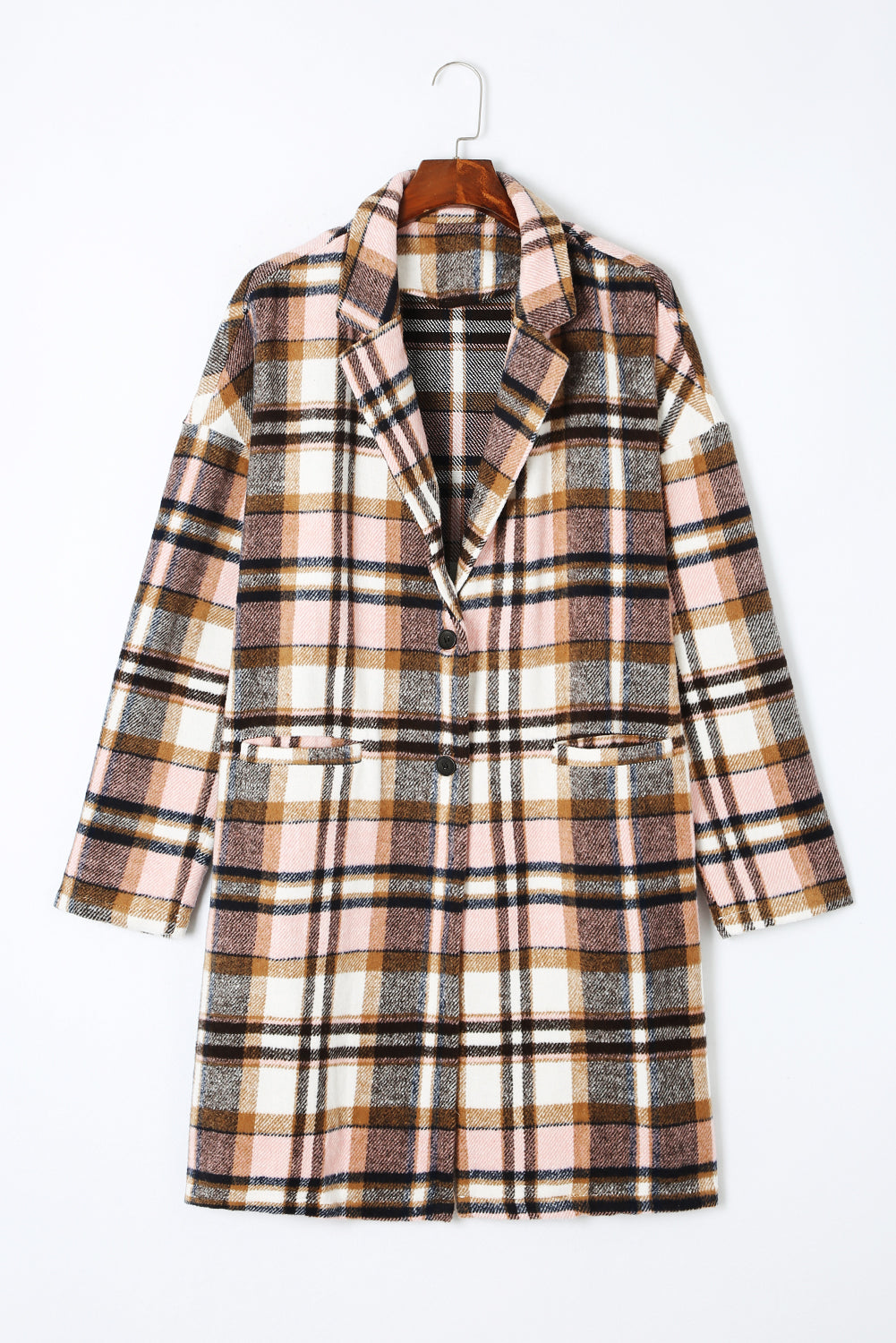 Pink Plaid Button Up Lapel Jacket - Glimmer Road 