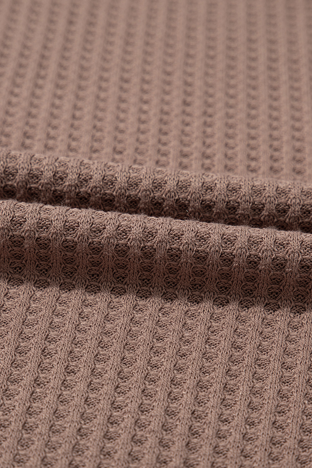 Bright Pink Waffle V Neck Long Sleeve Drop Shoulder Loose Blouse