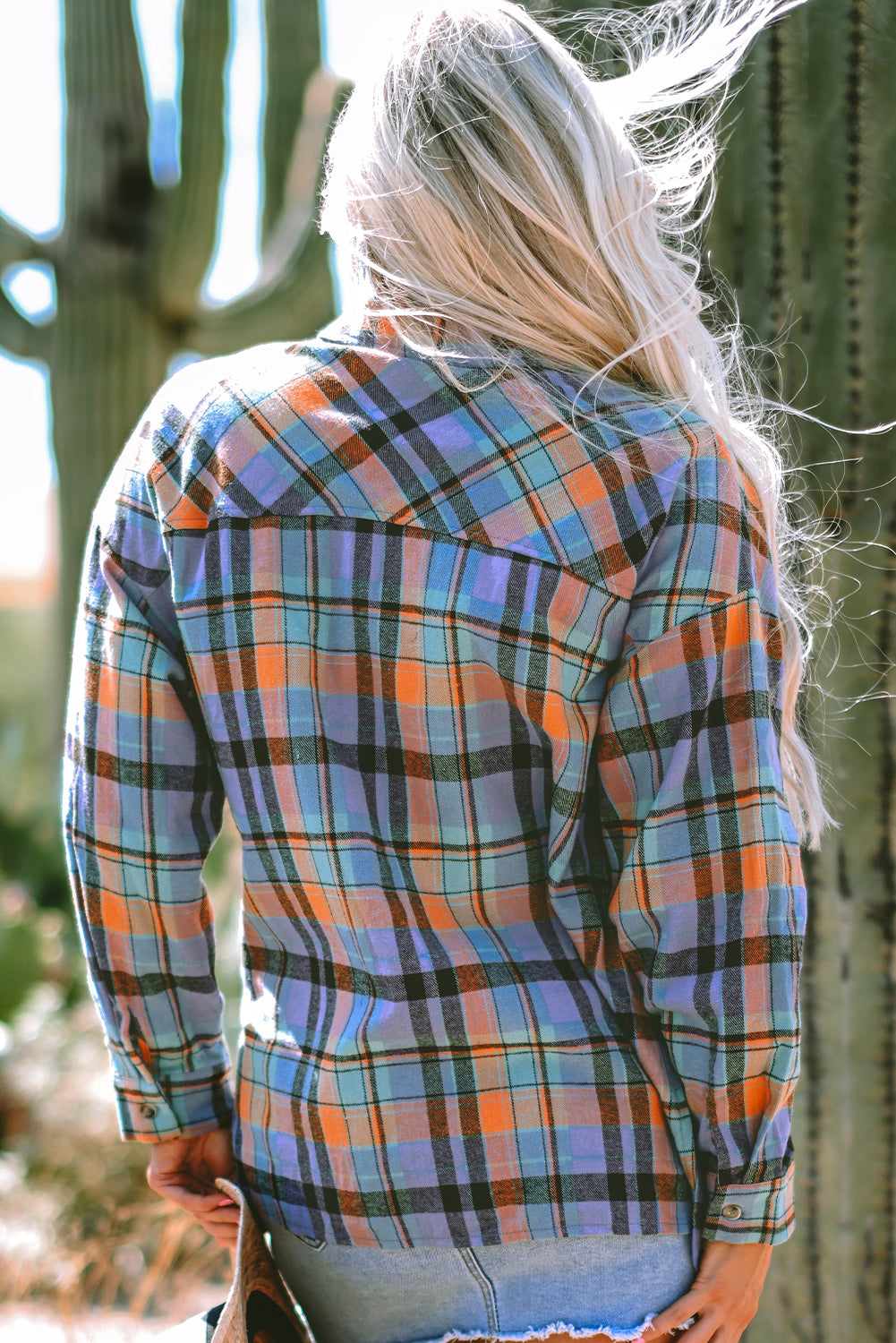 Orange Plaid Print Loose Vintage Shirt - Glimmer Road 