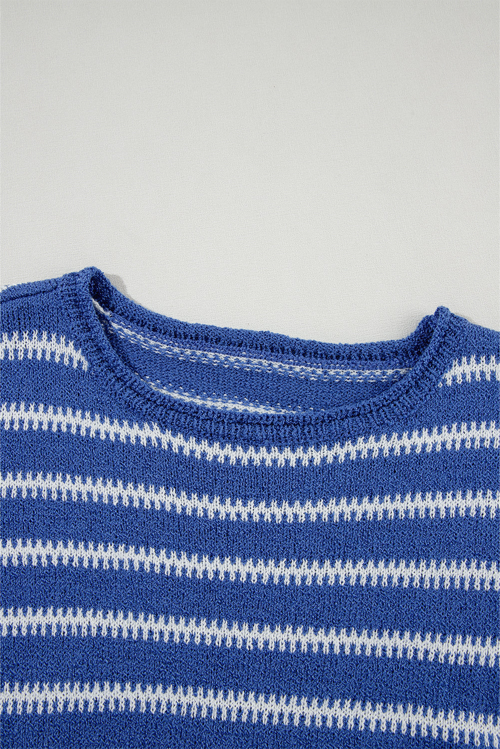 Sky Blue Stripe Drop Shoulder Casual Sweater - Glimmer Road 