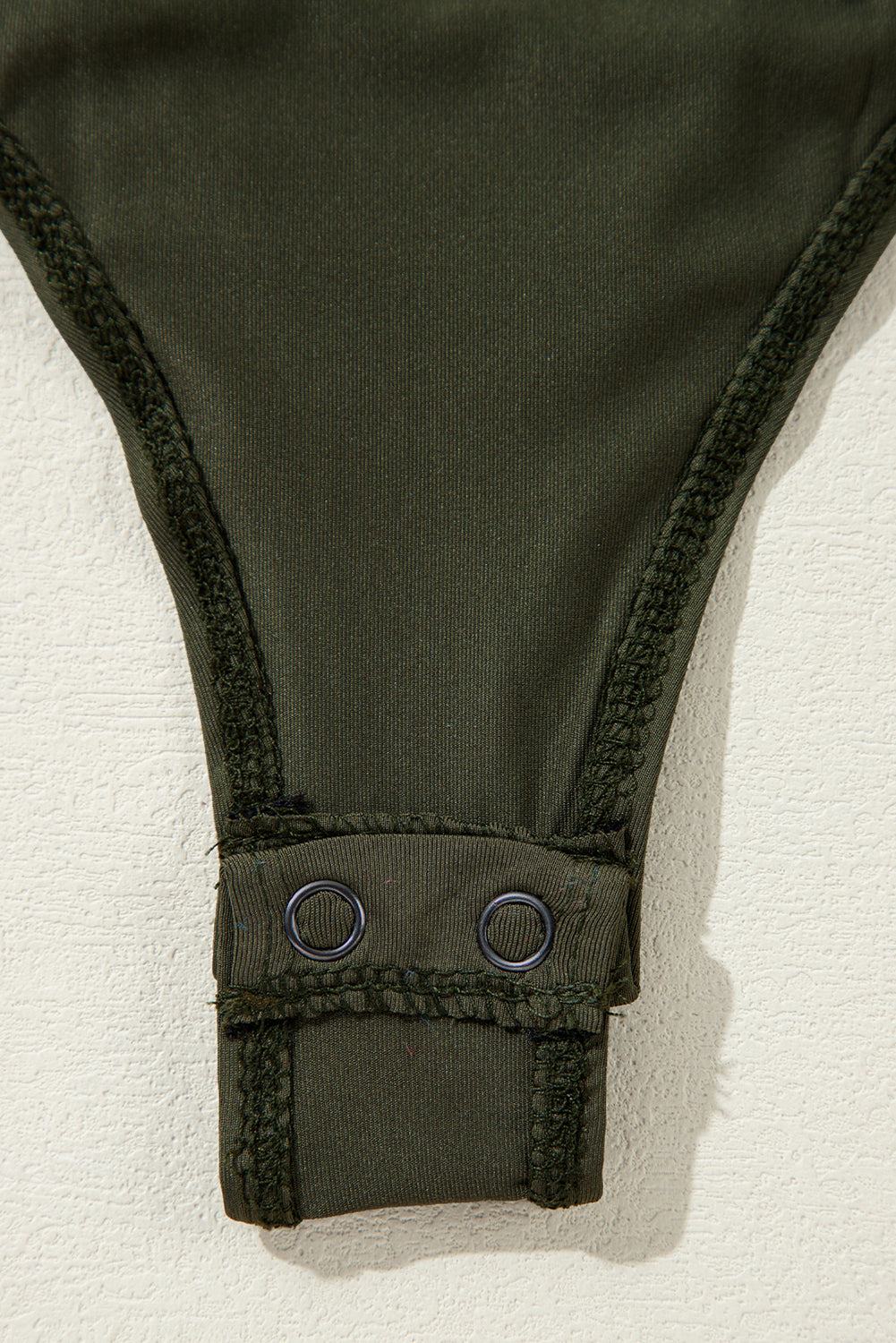 Moss Green Ruched Wrap V Neck Long Sleeve Bodysuit - Glimmer Road 