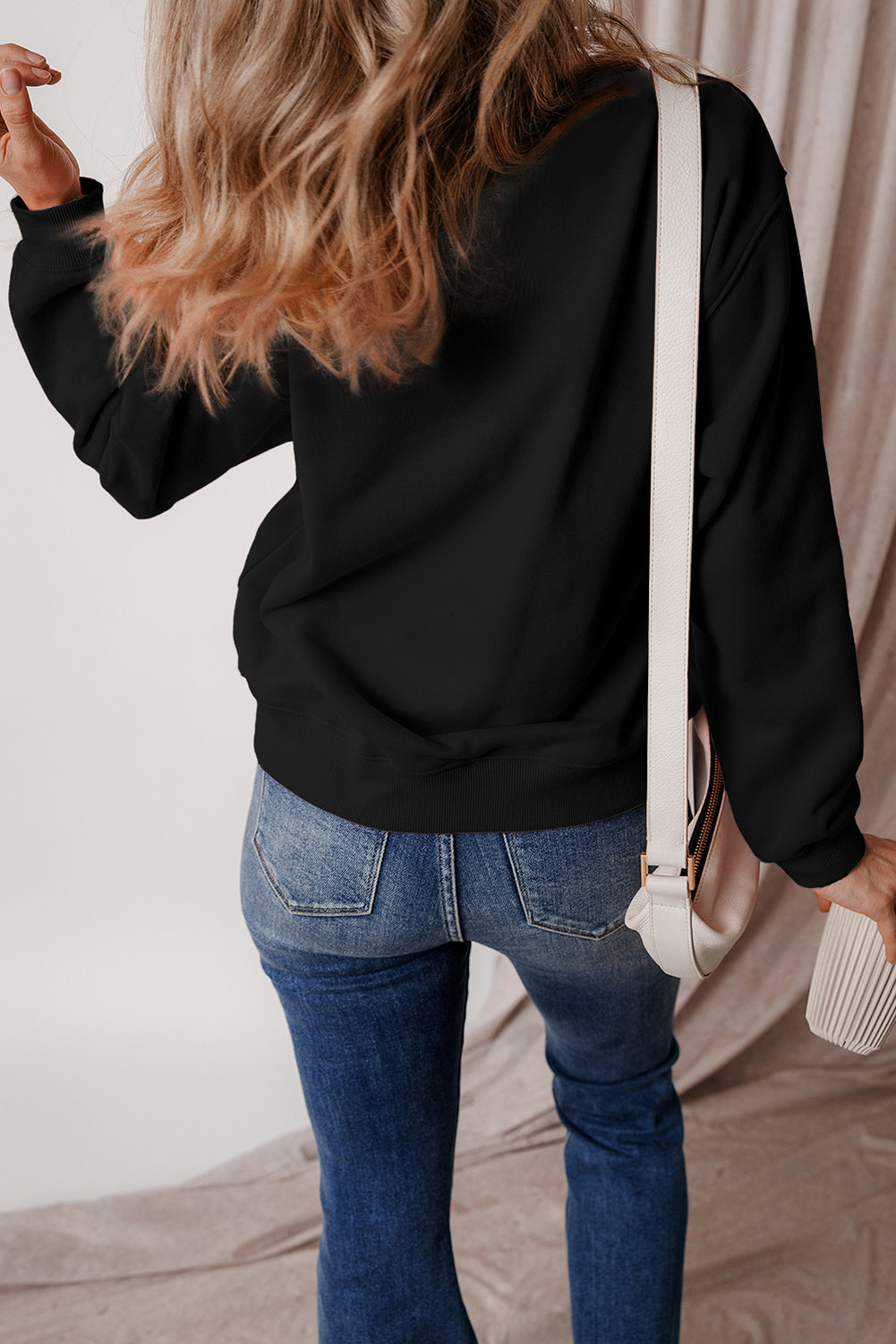 Smoke Green Solid Fleece Lined Drop Shoulder Terry Sweatshirt - Glimmer Road 